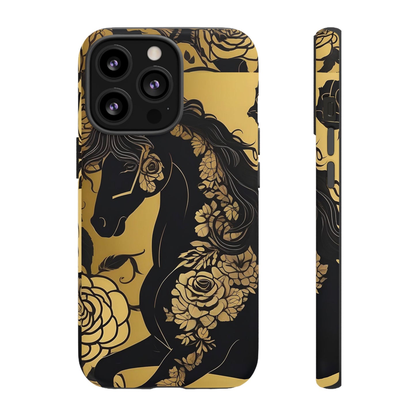 Phone Case - Elegant Horse & Roses Design