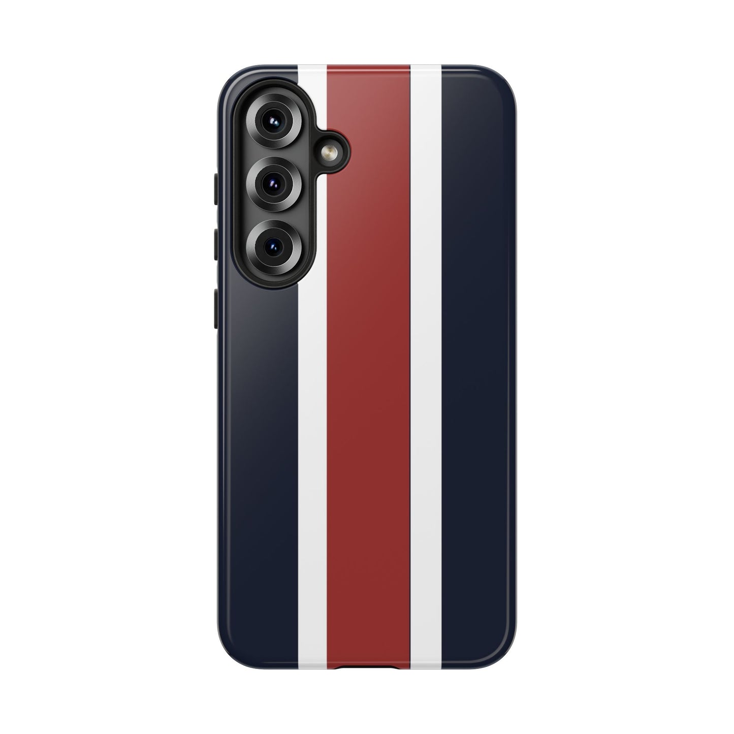 Lunar Midnight & Red-White Striped Stylish Phone Case - Tough Cases, Custom iPhone Cover, Sleek Phone Accessories, Gifts for Him/Her