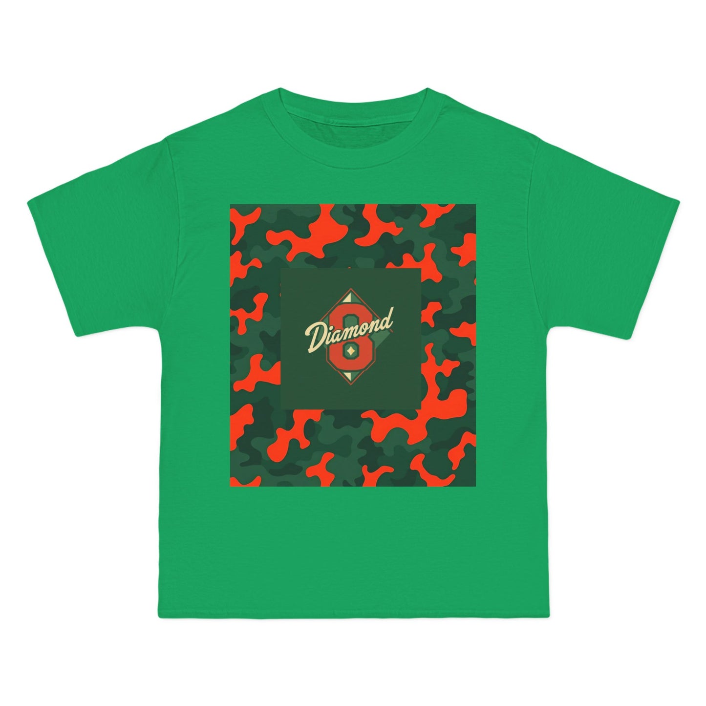 Camo Graphic Tee, Unisex, Trendy Streetwear, Stylish Summer Top, Perfect for Casual Outings - Green & Orange Camo Diamond 8