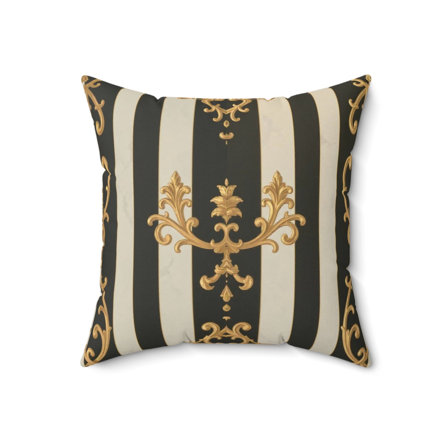 Elegant Black & Alabaster Striped Baroque Decorative Pillow, Modern Home Decor, Luxurious Cushion, Gifts for Housewarming, Living Room Accent
