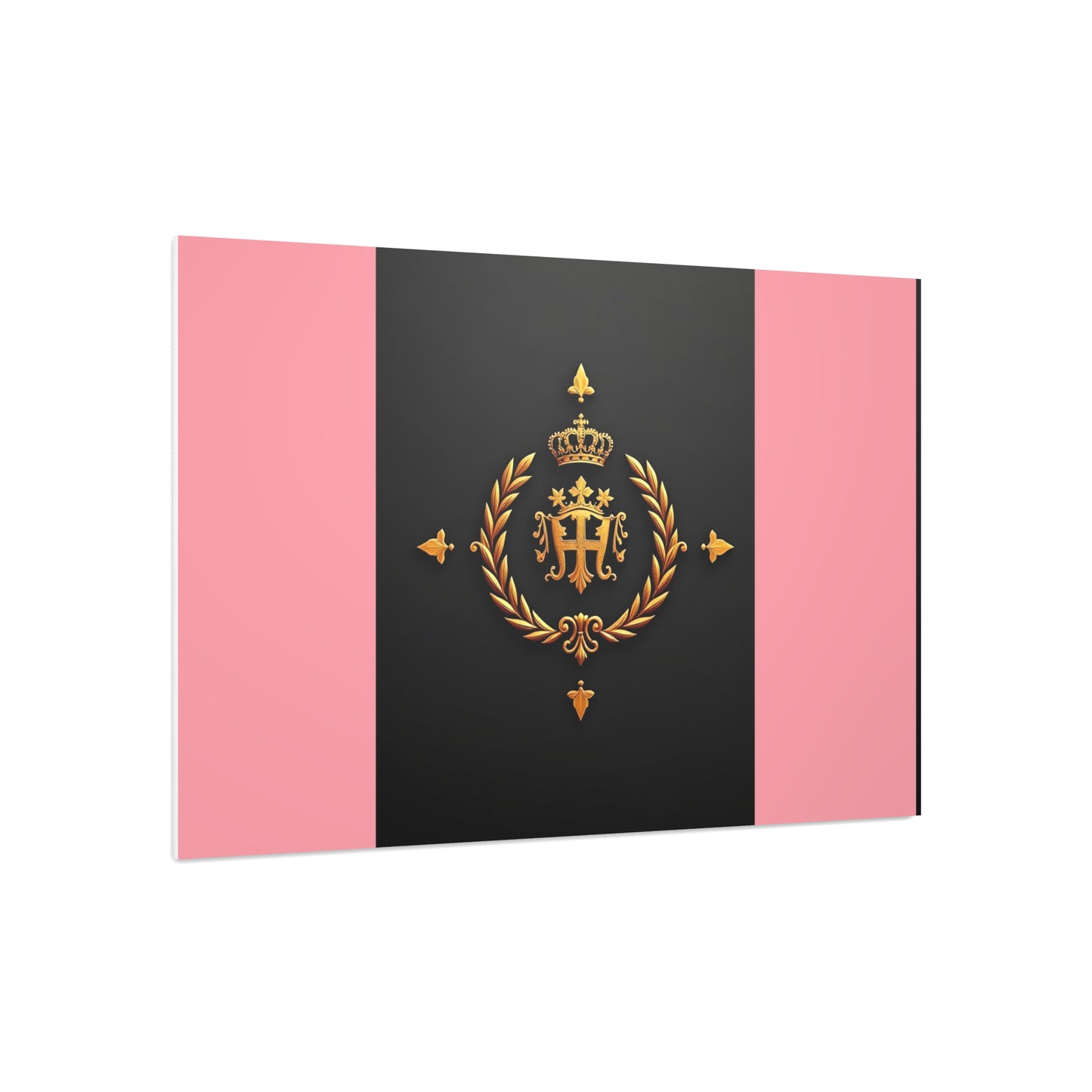 Elegant Wall Art Foam Board, Luxurious Home Decor, Modern Design Display, Stylish Room Accent, Office Decor, Unique Gift - Pink Striped Gold Crest