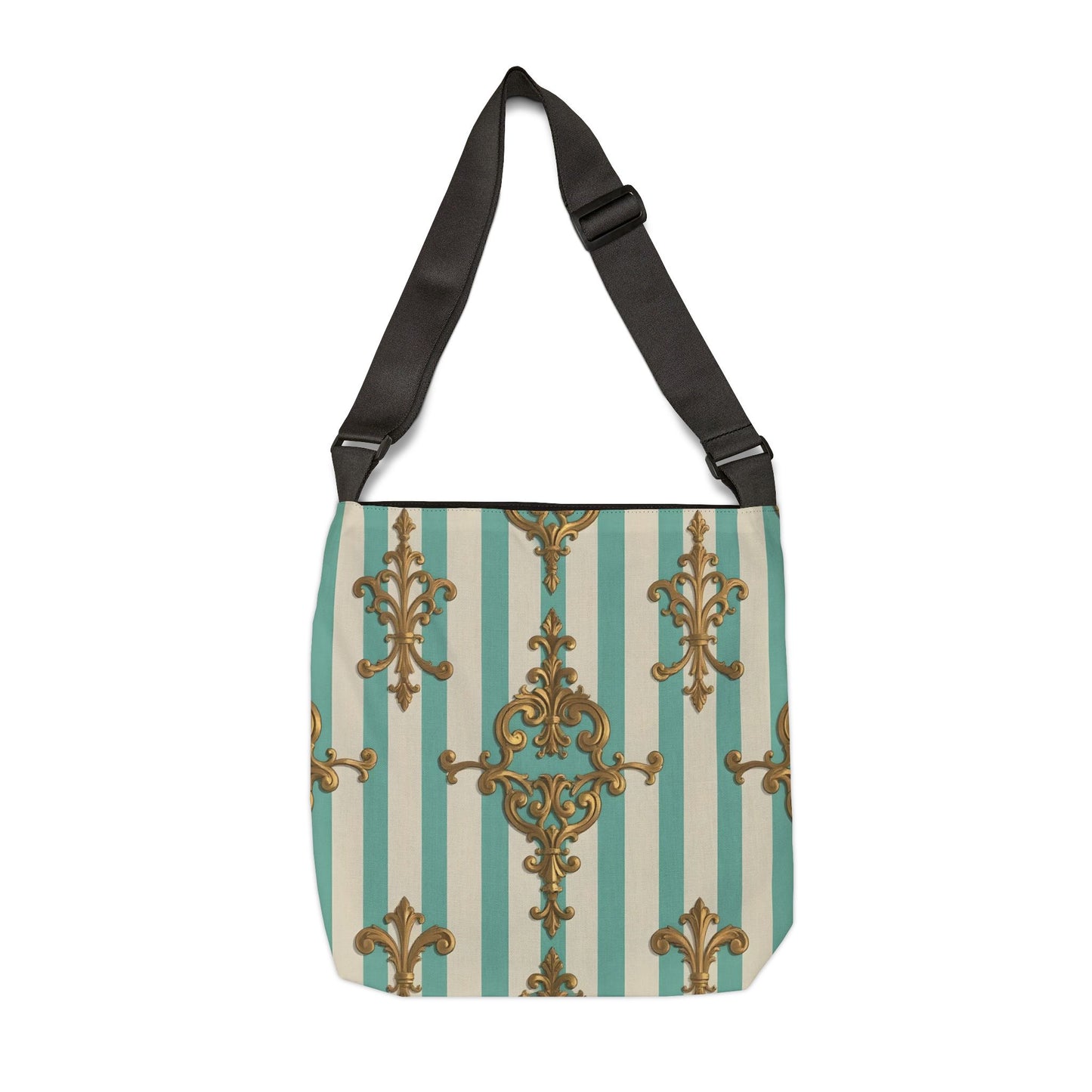 Elegant Patterned Adjustable Tote Bag, Fashion Accessory for Stylish Outings, Ideal for Everyday Use - Matte Green Striped Rococo