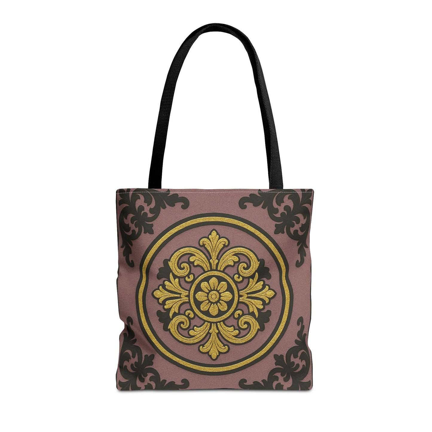 Elegant Gilded Mauve With Gold-Black Baroque Print Tote Bag, Reusable Shopping Tote, Gift for Her, Weekend Bag, Eco-Friendly Handbag