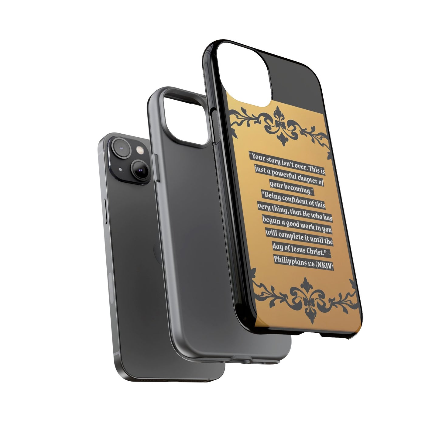 Elegant Floral Motif Phone Case - Tough Cases with Vintage Design - "Your story isn't over"