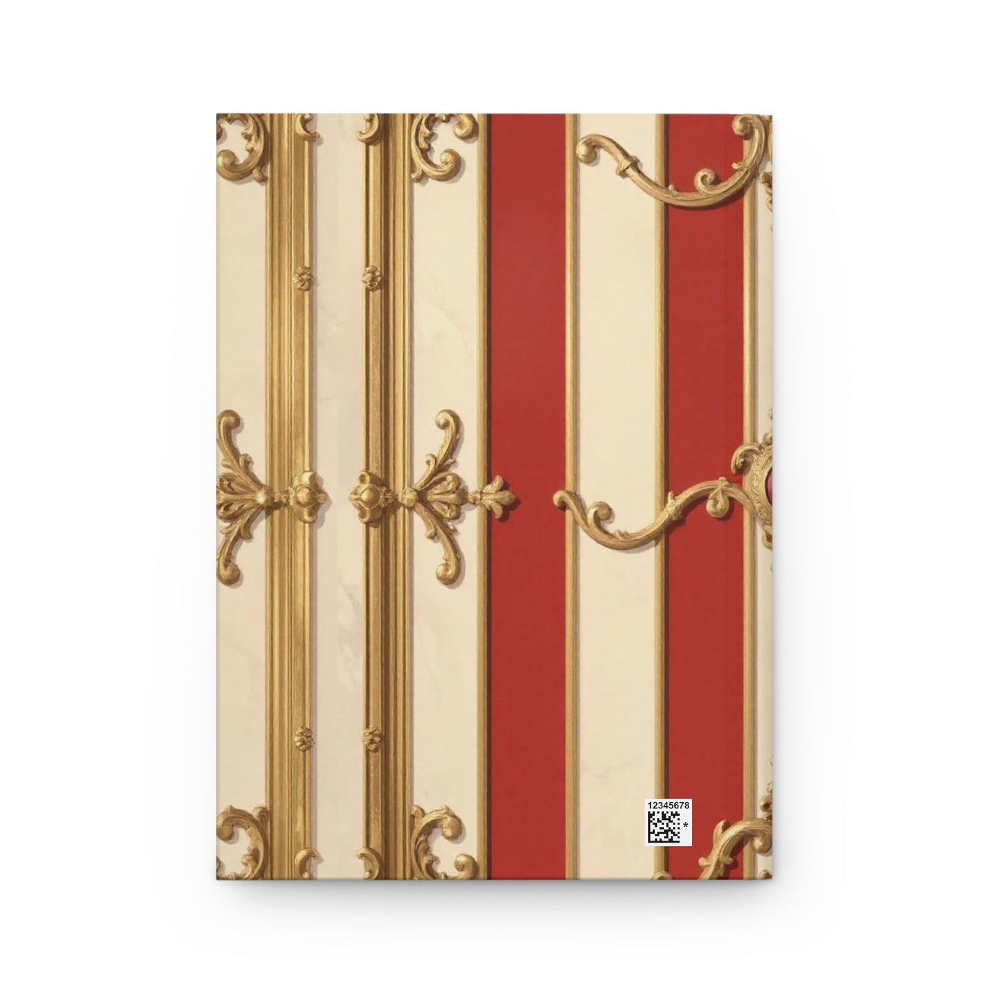 Elegant Striped Hardcover Journal - Decorative Alabaster & Dusk Orange Striped Baroque
