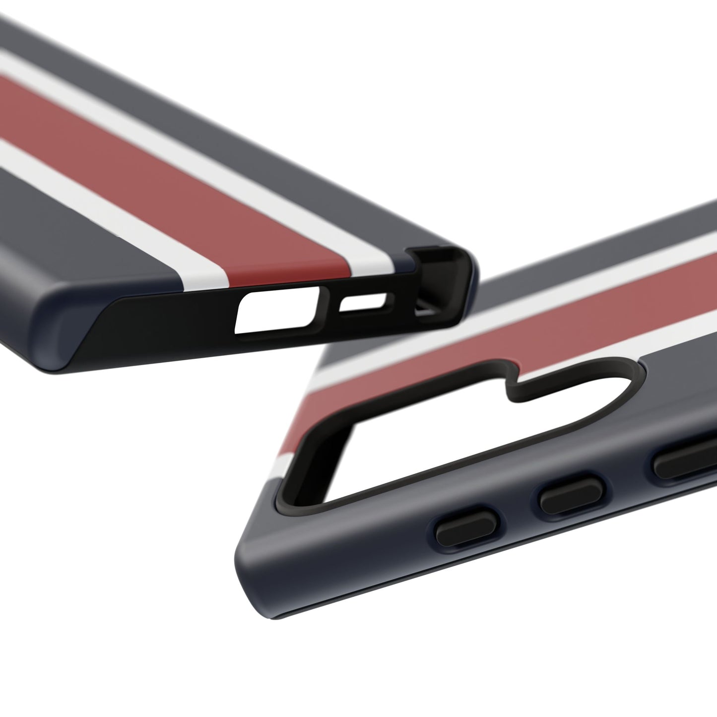 Lunar Midnight & Red-White Striped Stylish Phone Case - Tough Cases, Custom iPhone Cover, Sleek Phone Accessories, Gifts for Him/Her