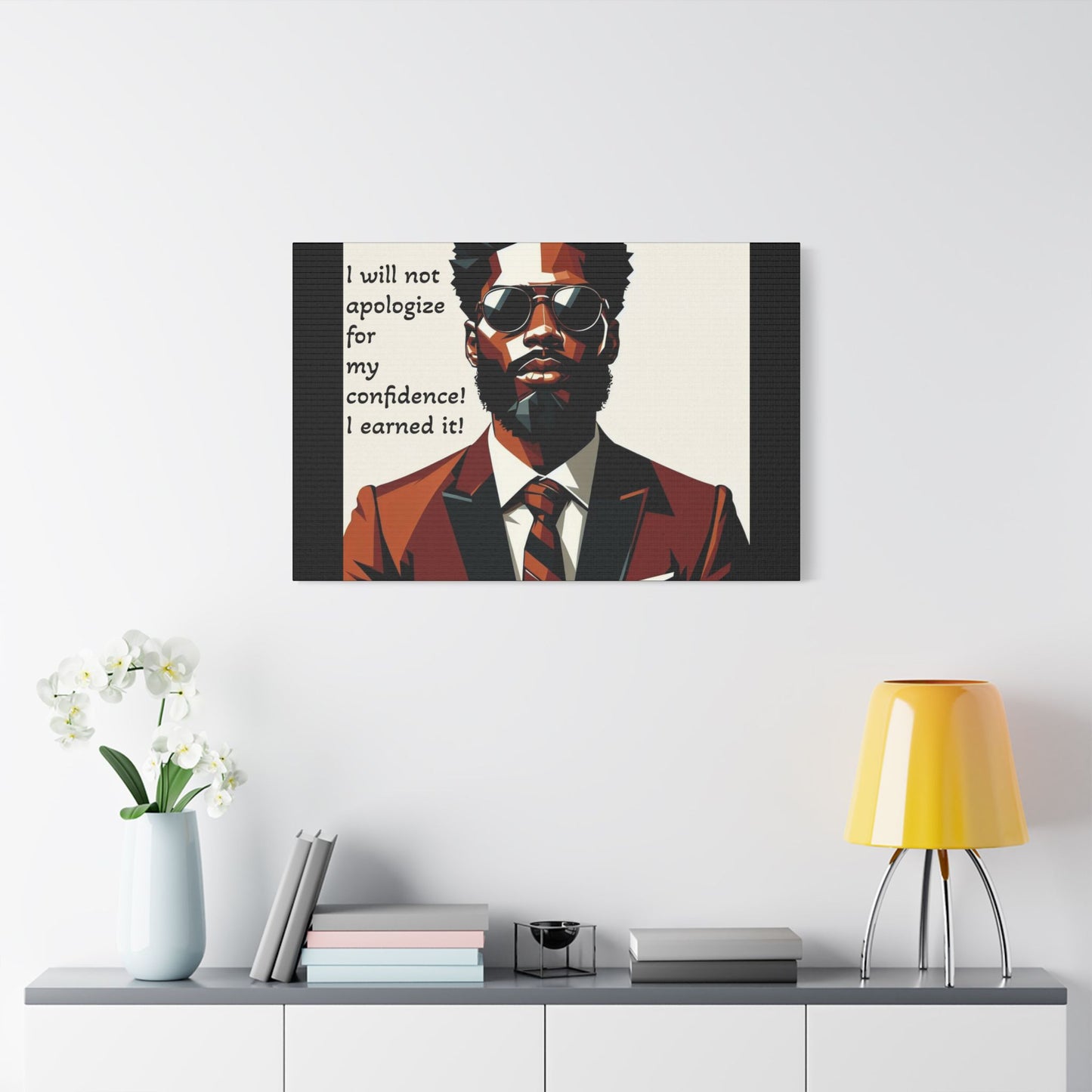 Afro Art Print Canvas, Wall Decor, Satin Stretched Canvas, African American Art, Office Decor, Home Decor - Confident Man In Suit
