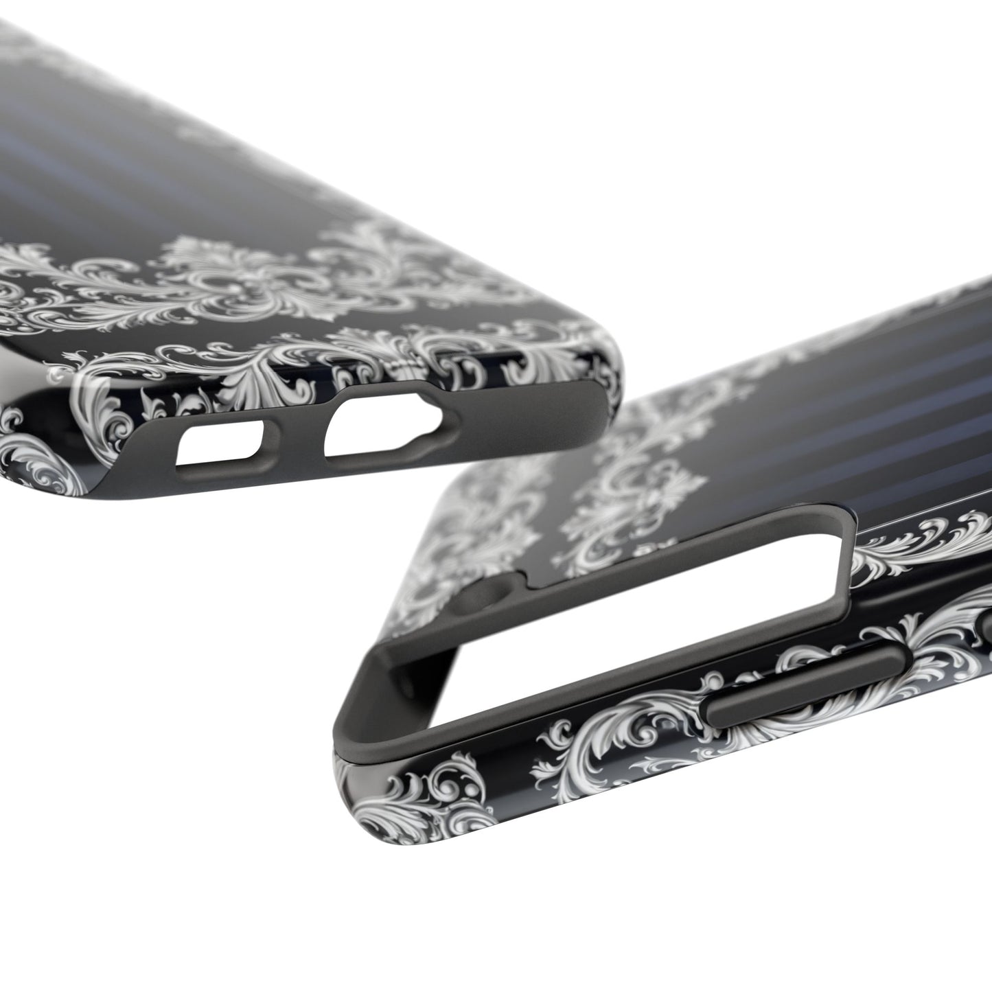 Navy Stripes & Baroque Tough Phone Case — Protective Decorative iPhone Case