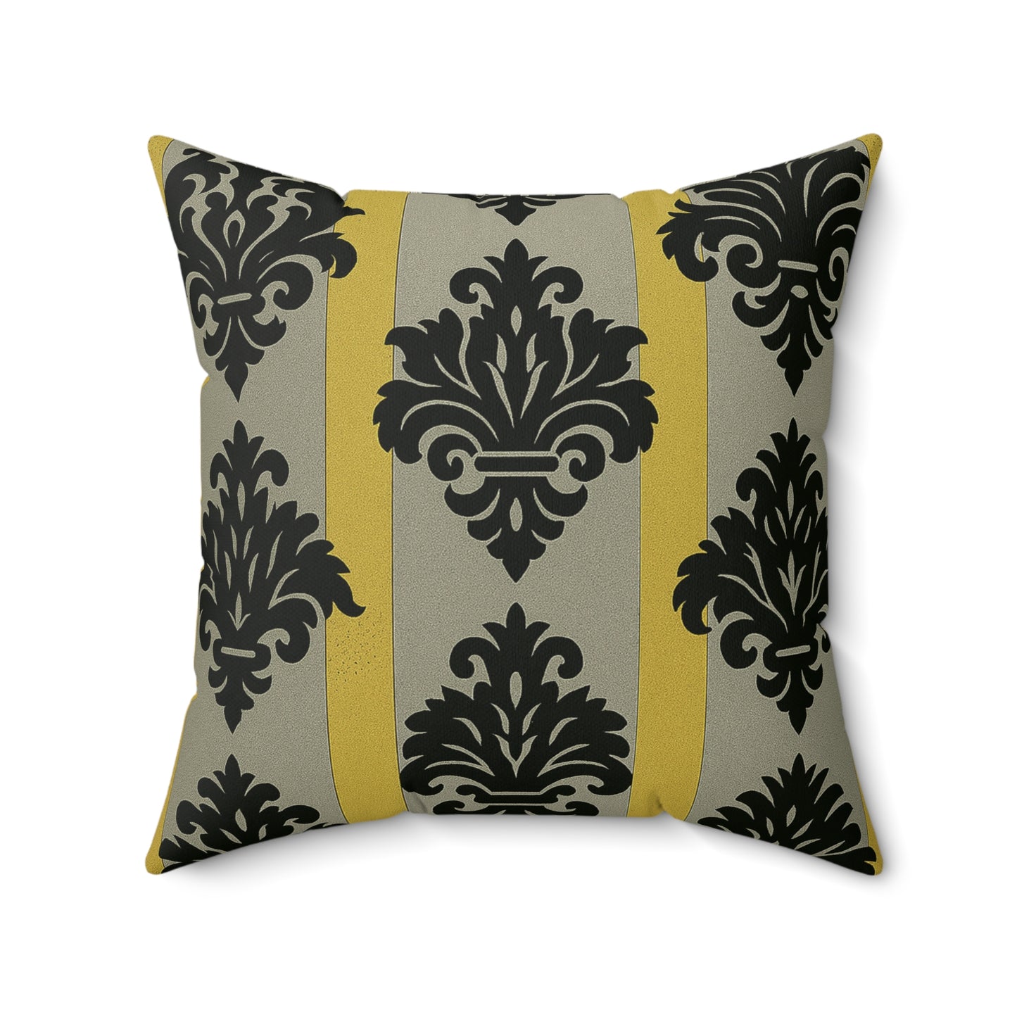 Elegant Faux Suede Pillow, Home Decor Accent, Baroque Design Cushion, Gift for Her, Modern Living Room - Silver & Gold Striped Black Baroque