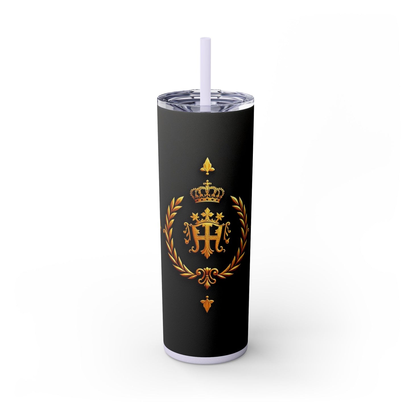 Elegant Gold Crown Skinny Tumbler with Straw, 20oz - Stylish Drinkware for Every Occasion, Royal Inspired, Ideal Gift for Her - Gold Crest