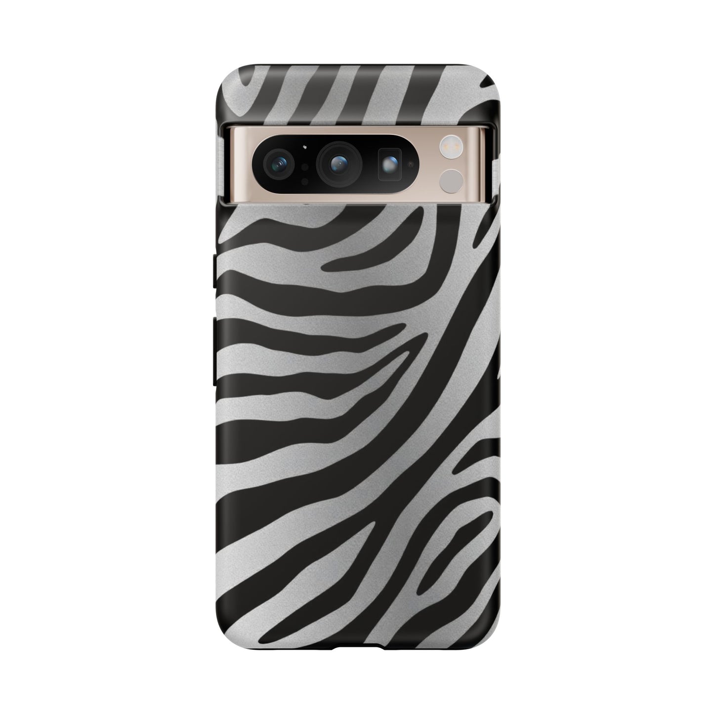 Zebra Print Tough Phone Case - Silver