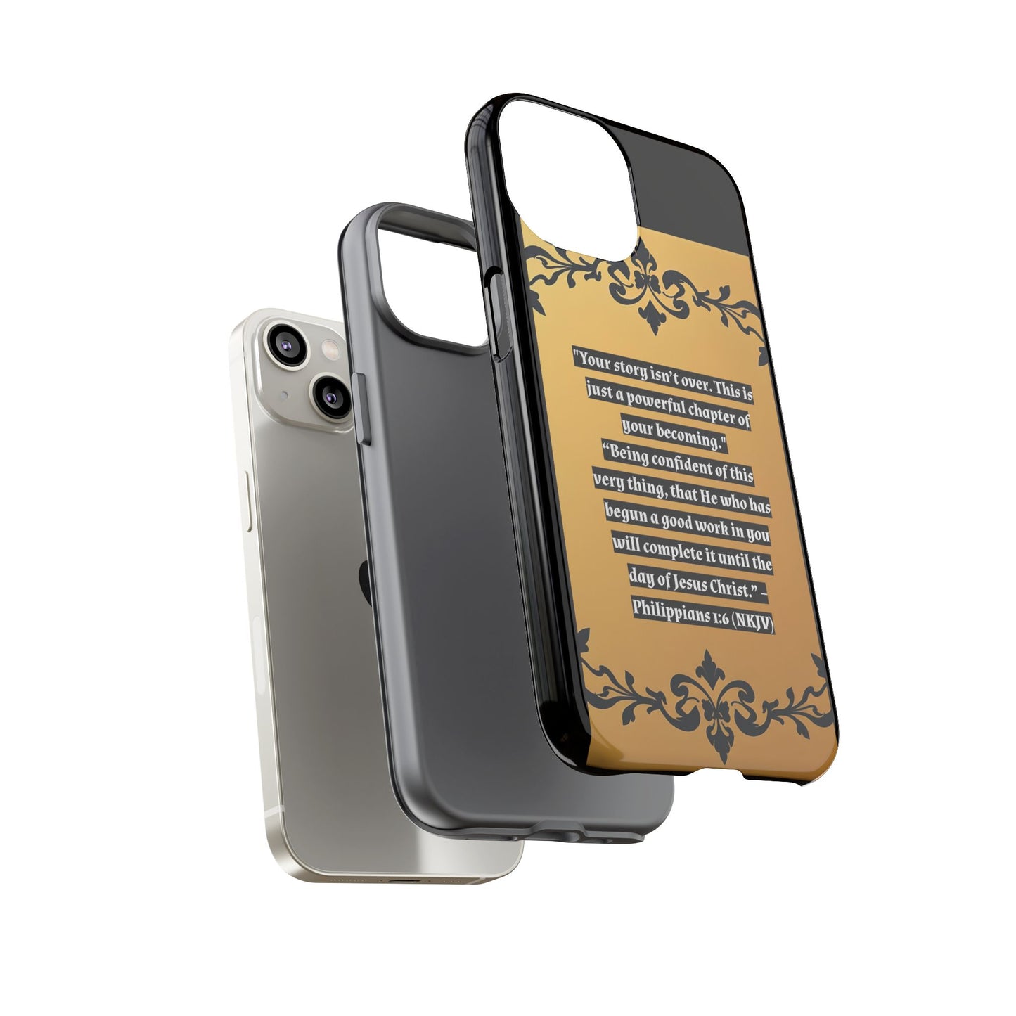 Elegant Floral Motif Phone Case - Tough Cases with Vintage Design - "Your story isn't over"