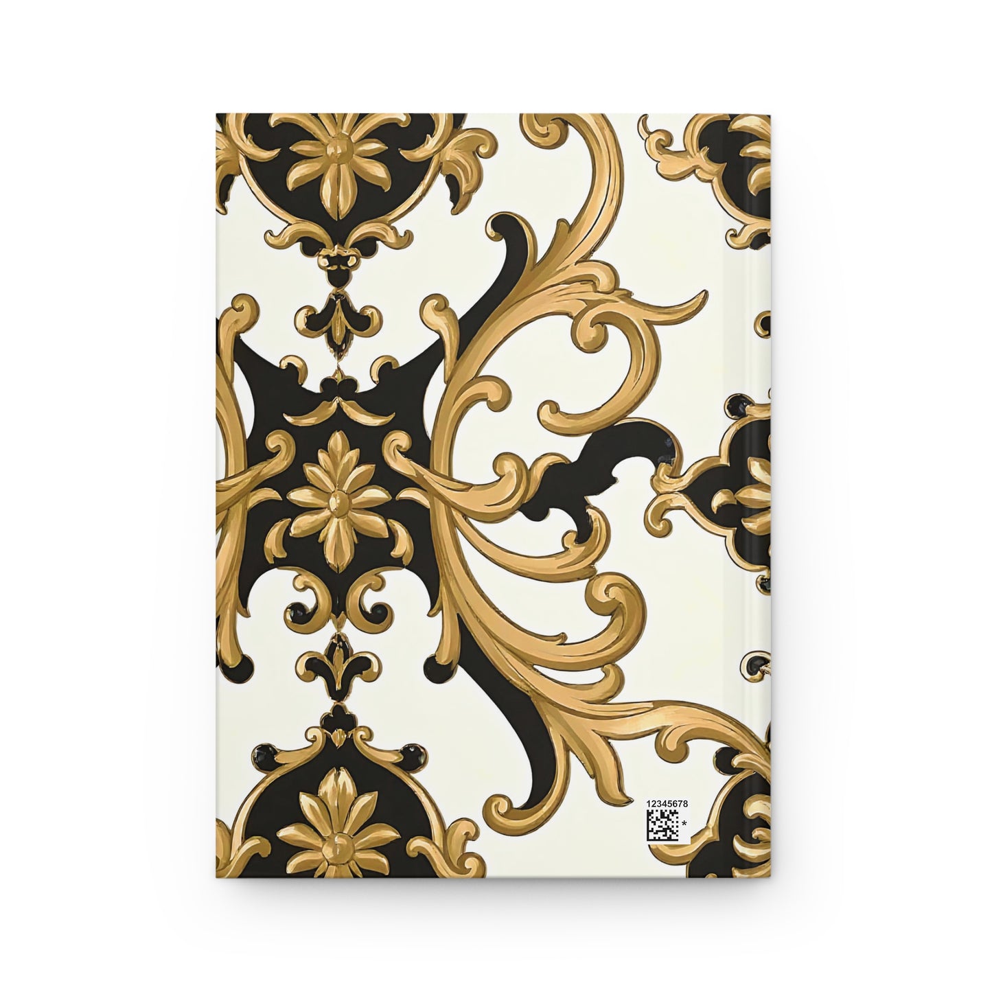 Elegant Gold & Black Hardcover Journal, Luxury Note Book, Gift for Writers, Artistic Journal, Classy Office Supplies - Black & Gold Rococo