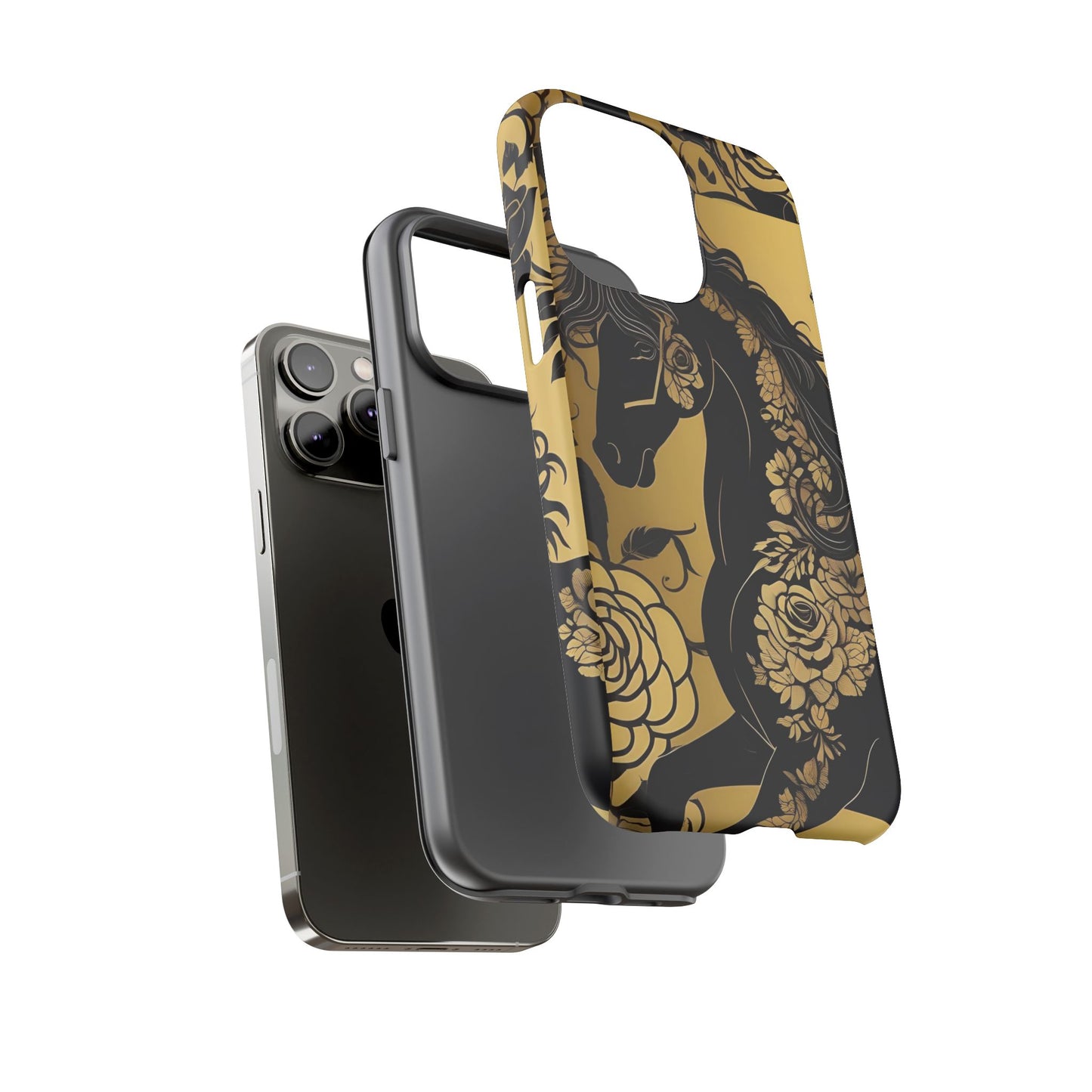 Phone Case - Elegant Horse & Roses Design