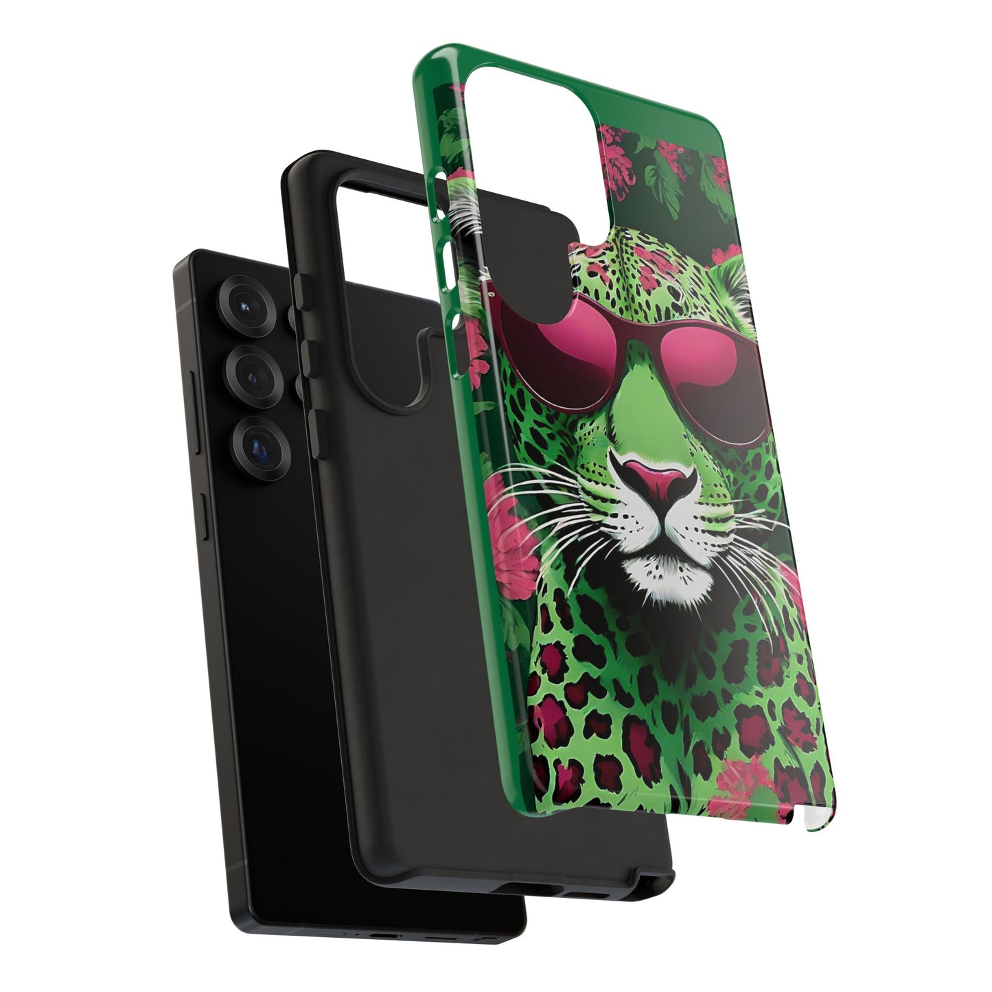 Phone Case - Lime Green & Burgundy Leopard In Sunglasses Design