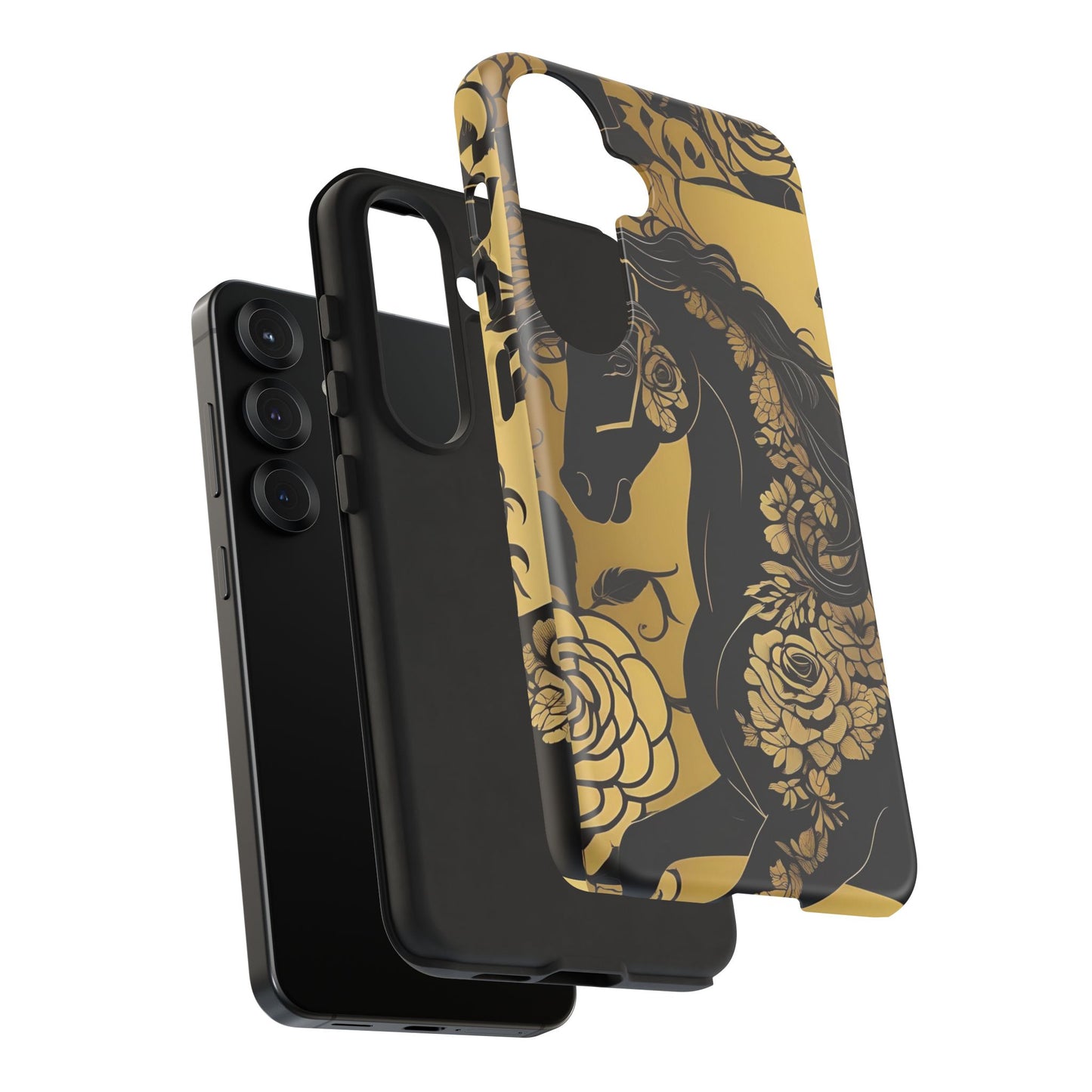 Phone Case - Elegant Horse & Roses Design