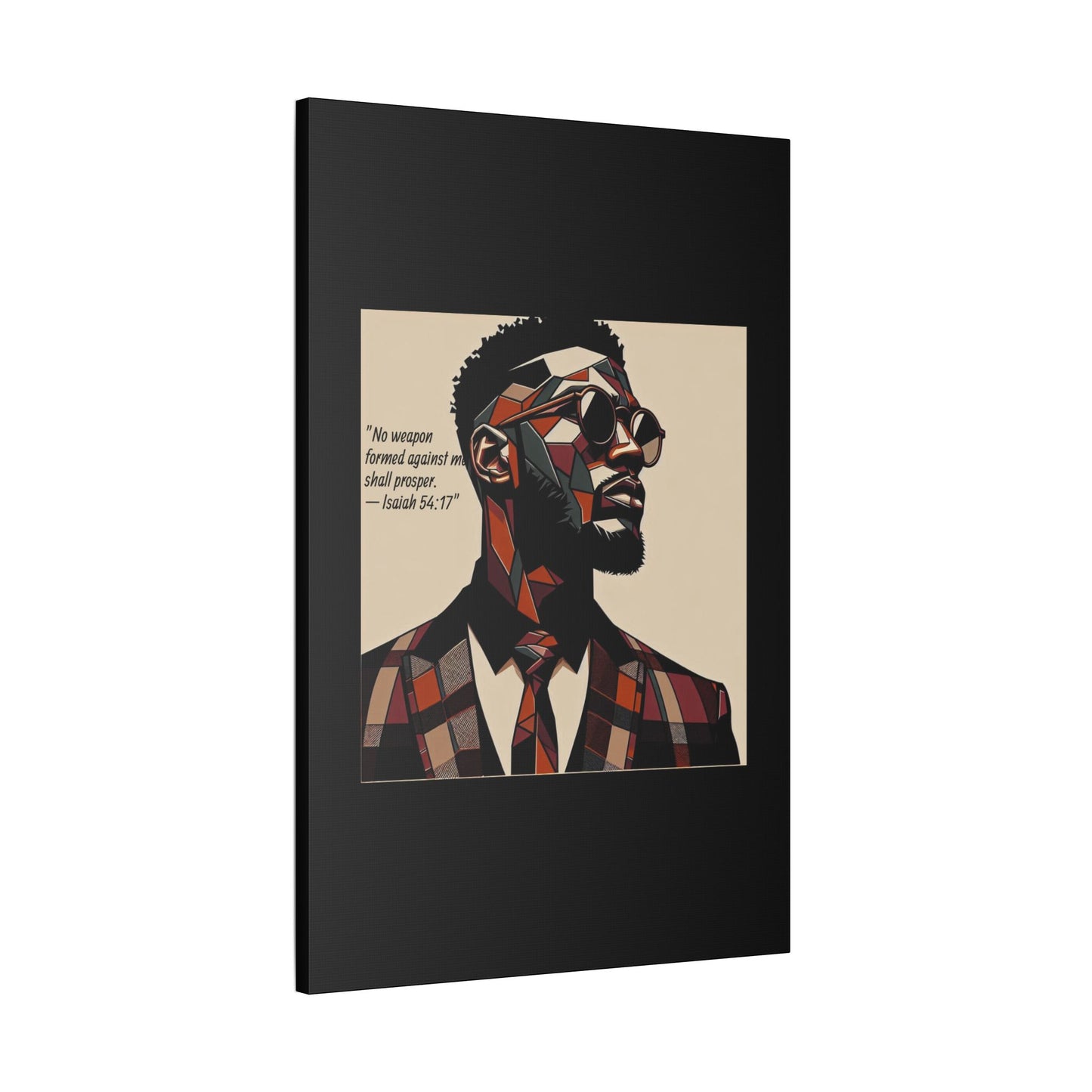 Afro Art Print Canvas, Wall Decor, Satin Stretched Canvas, African American Art, Office Decor, Home Decor - Isaiah 54:17