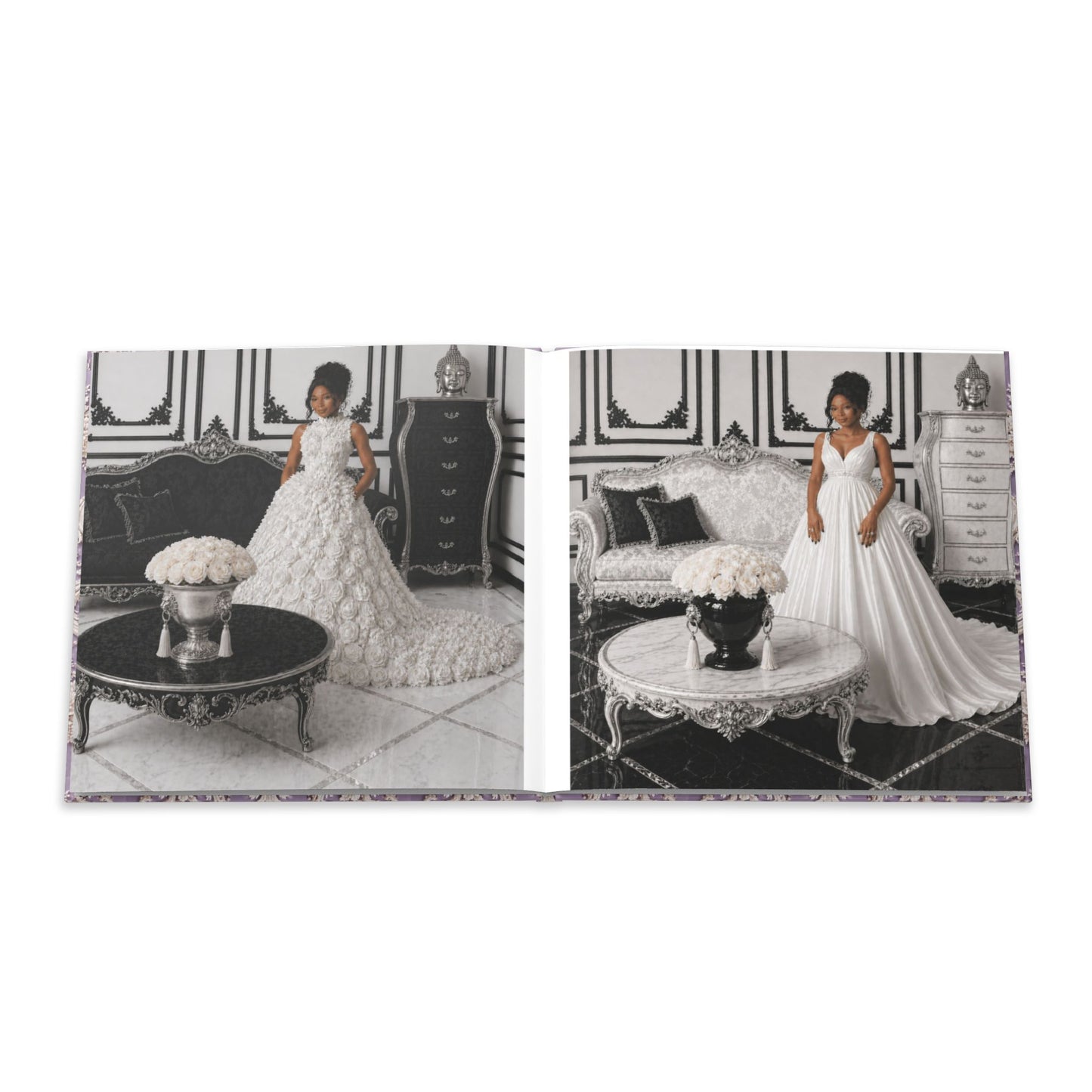High Fashion Photos Featuring Ball Gowns - Lavender Rococo Hardcover Photo Book — Elegant Vintage-Style Keepsake