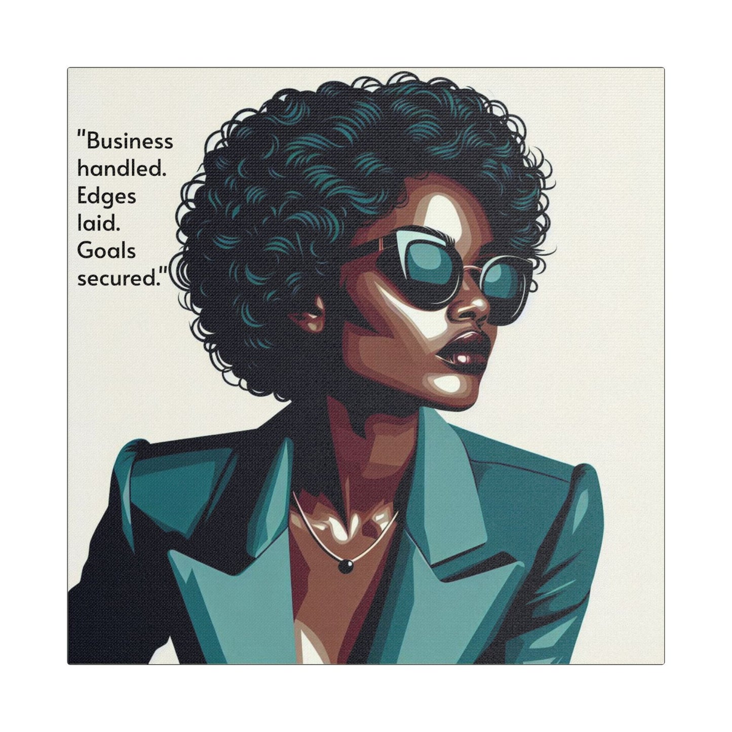 Afro Art Print Canvas, Wall Decor, Satin Stretched Canvas, African American Art, Office Decor, Home Decor - "Business handled."