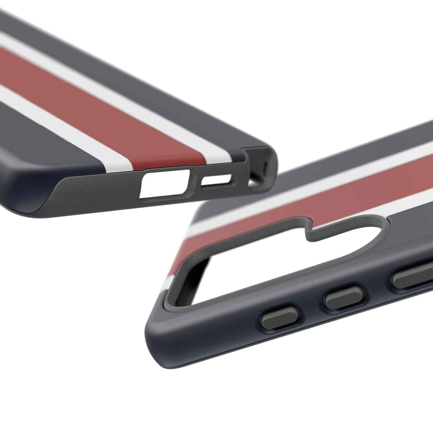Lunar Midnight & Red-White Striped Stylish Phone Case - Tough Cases, Custom iPhone Cover, Sleek Phone Accessories, Gifts for Him/Her
