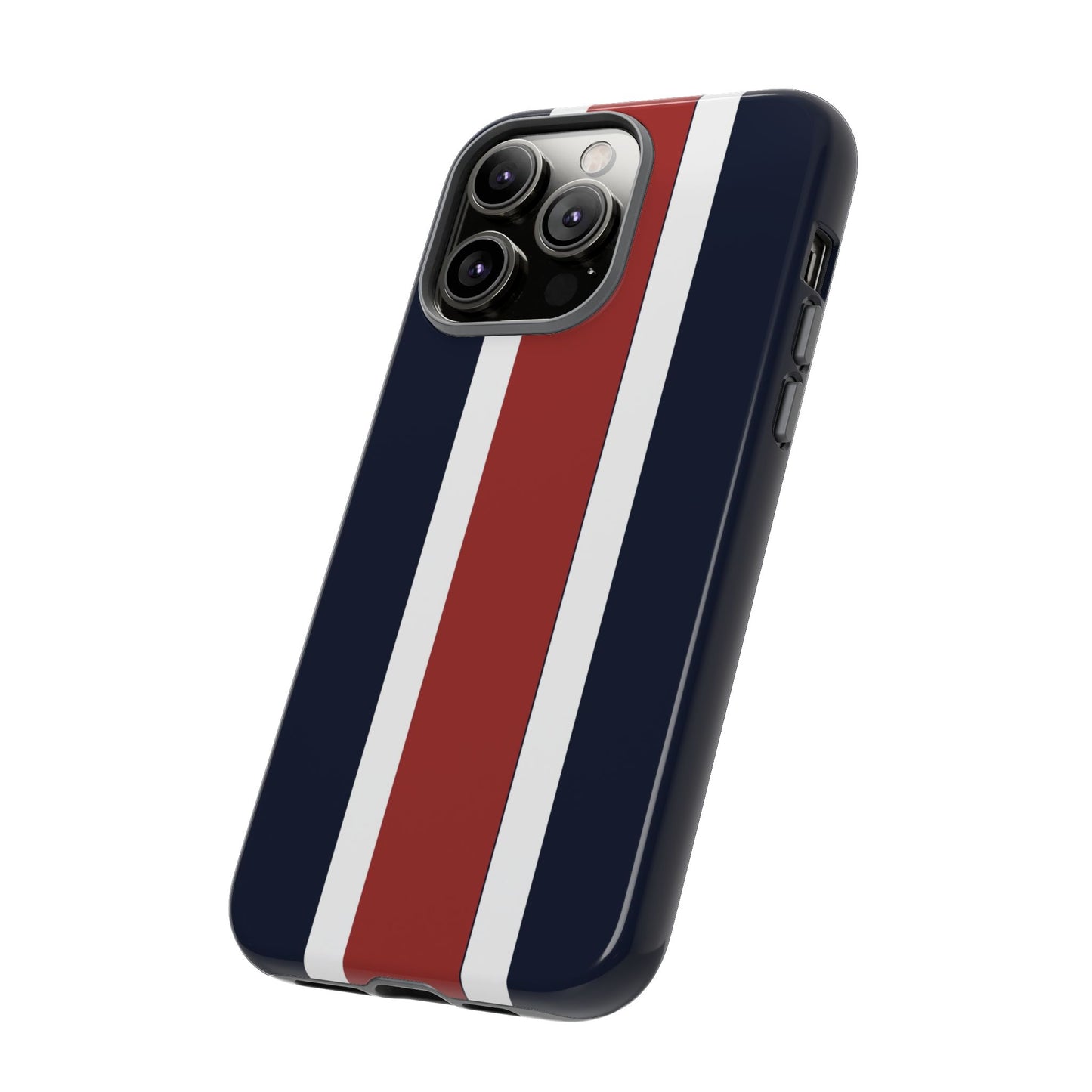 Lunar Midnight & Red-White Striped Stylish Phone Case - Tough Cases, Custom iPhone Cover, Sleek Phone Accessories, Gifts for Him/Her