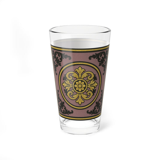 Elegant Gilded Mauve With Gold-Black Baroque Vintage Mixing Glass, 16oz Cocktail Glass, Decorative Drinkware, Home Bar Accessory, Gift for Mixologists, Retro Design