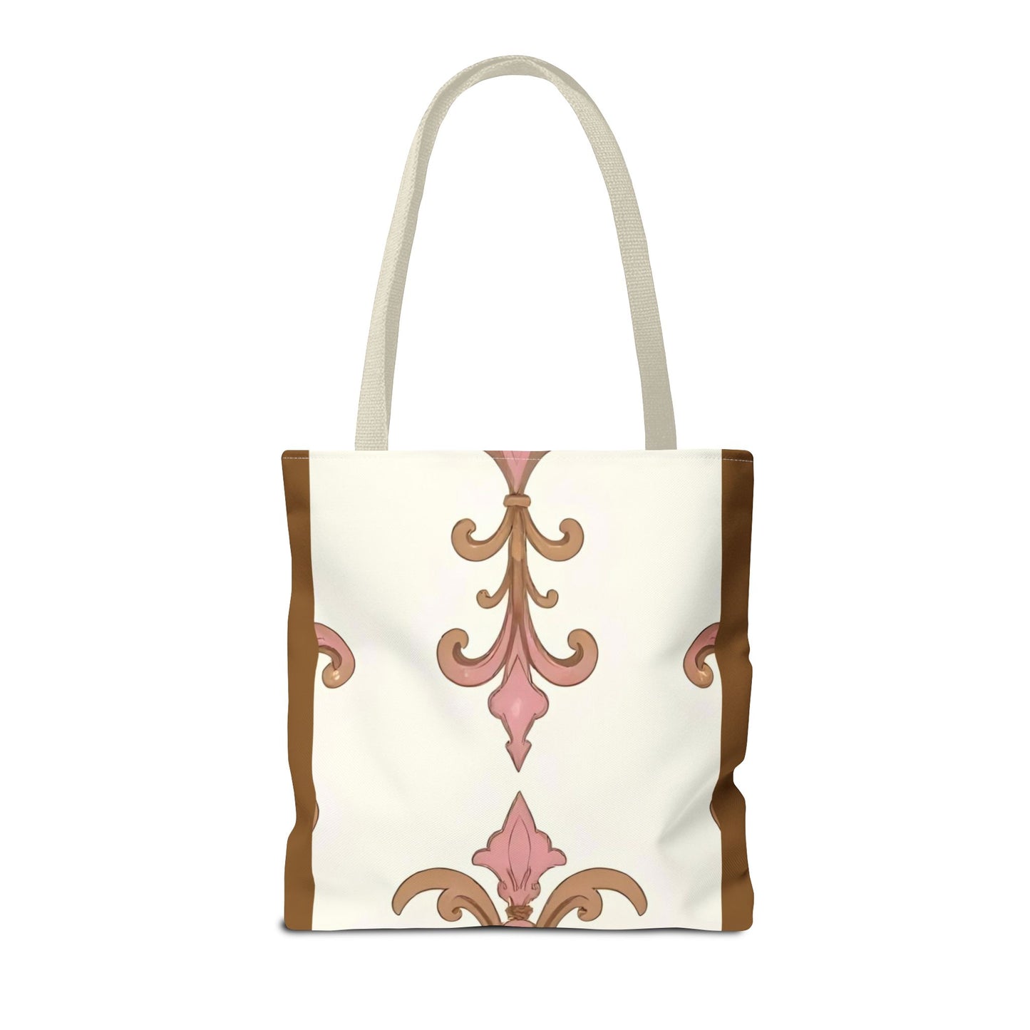 Elegant Floral Tote Bag - Perfect for Everyday Use, Shopping, Gifts, Summer Outings, and Special Occasions - Brown Striped Pink Arabesque