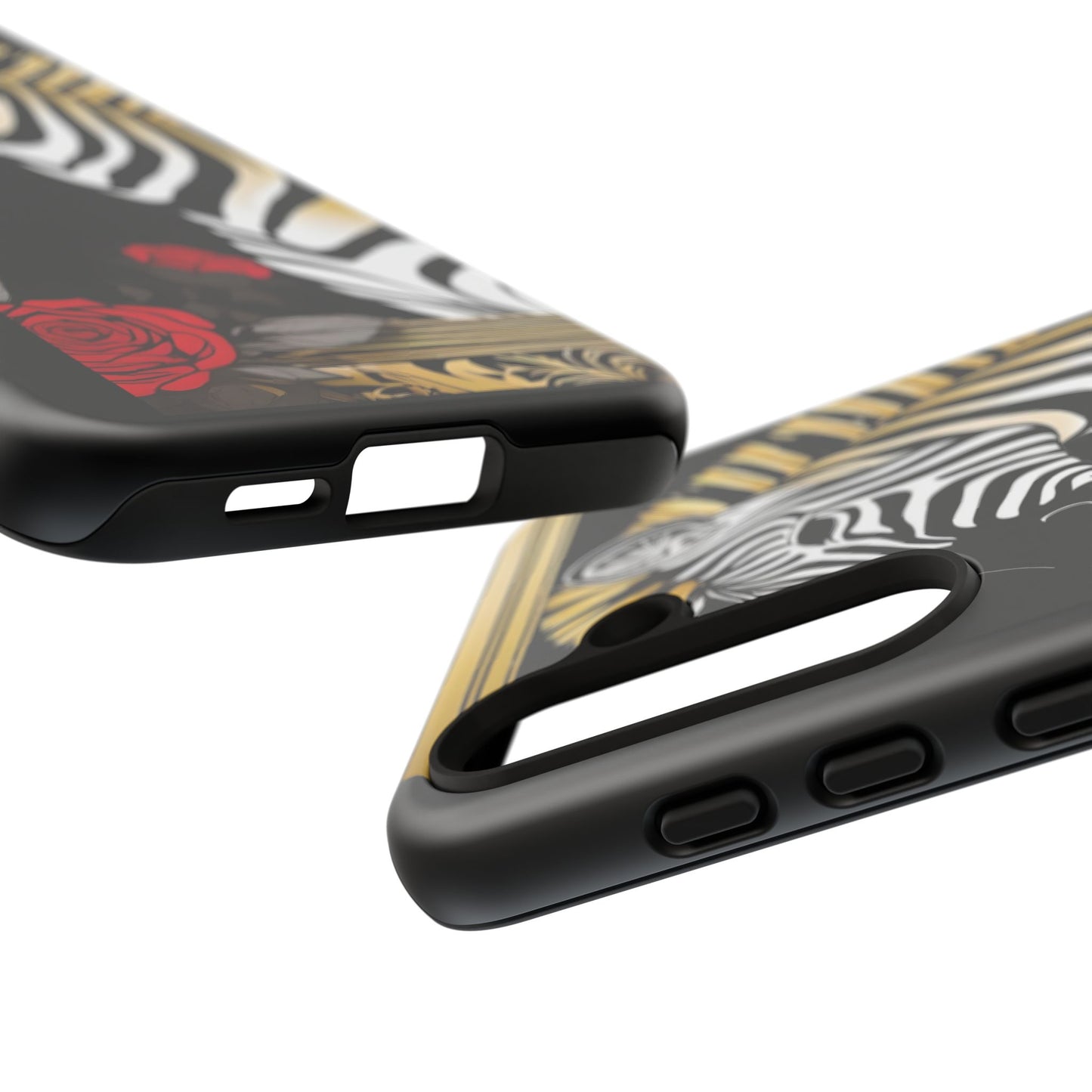 Phone Case - Elegant Zebra & Roses Design