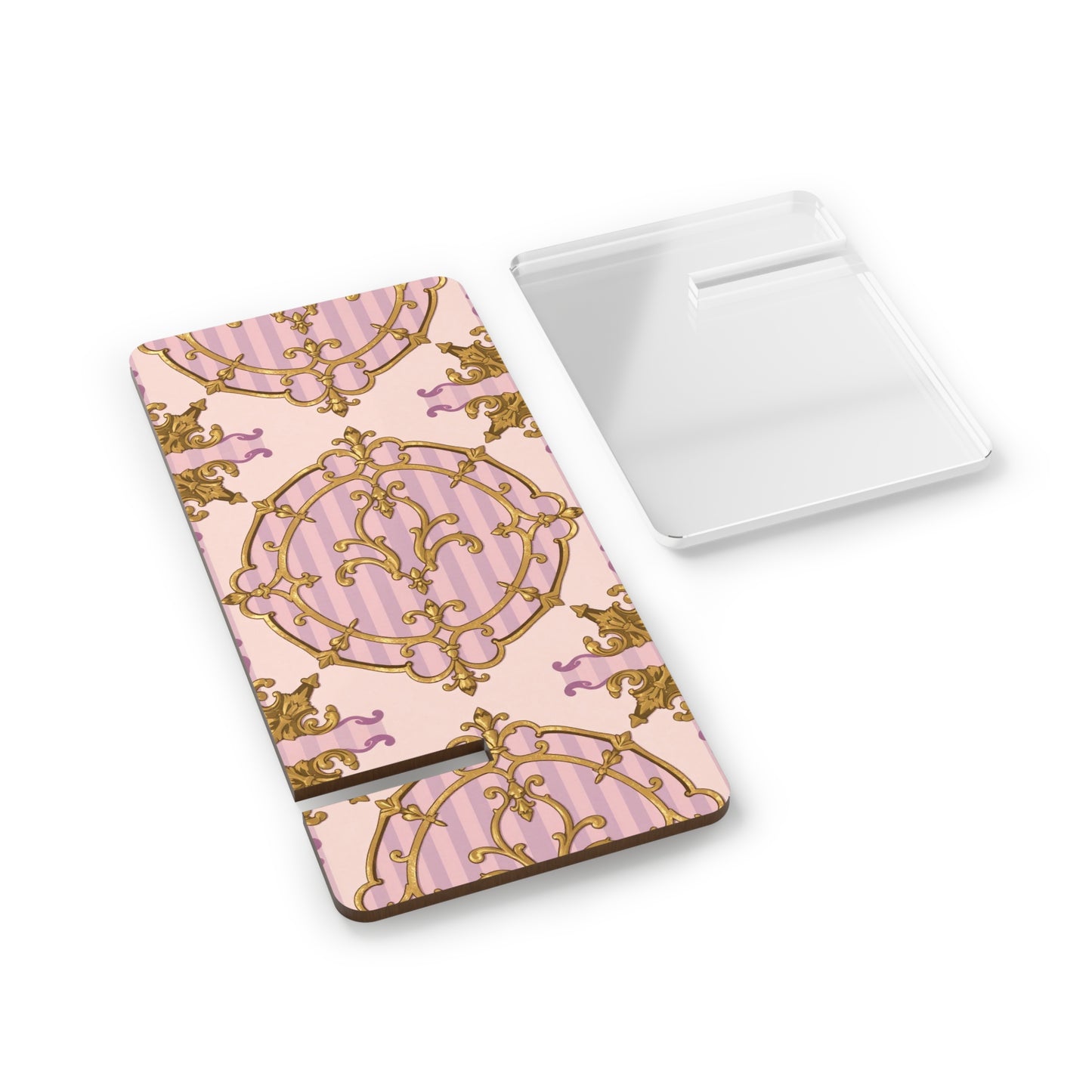 Elegant Lavender & Alabaster Striped Gold Baroque Smartphone Display Stand, Cute Phone Holder, Desk Organizer, Gift for Her, Home Decor