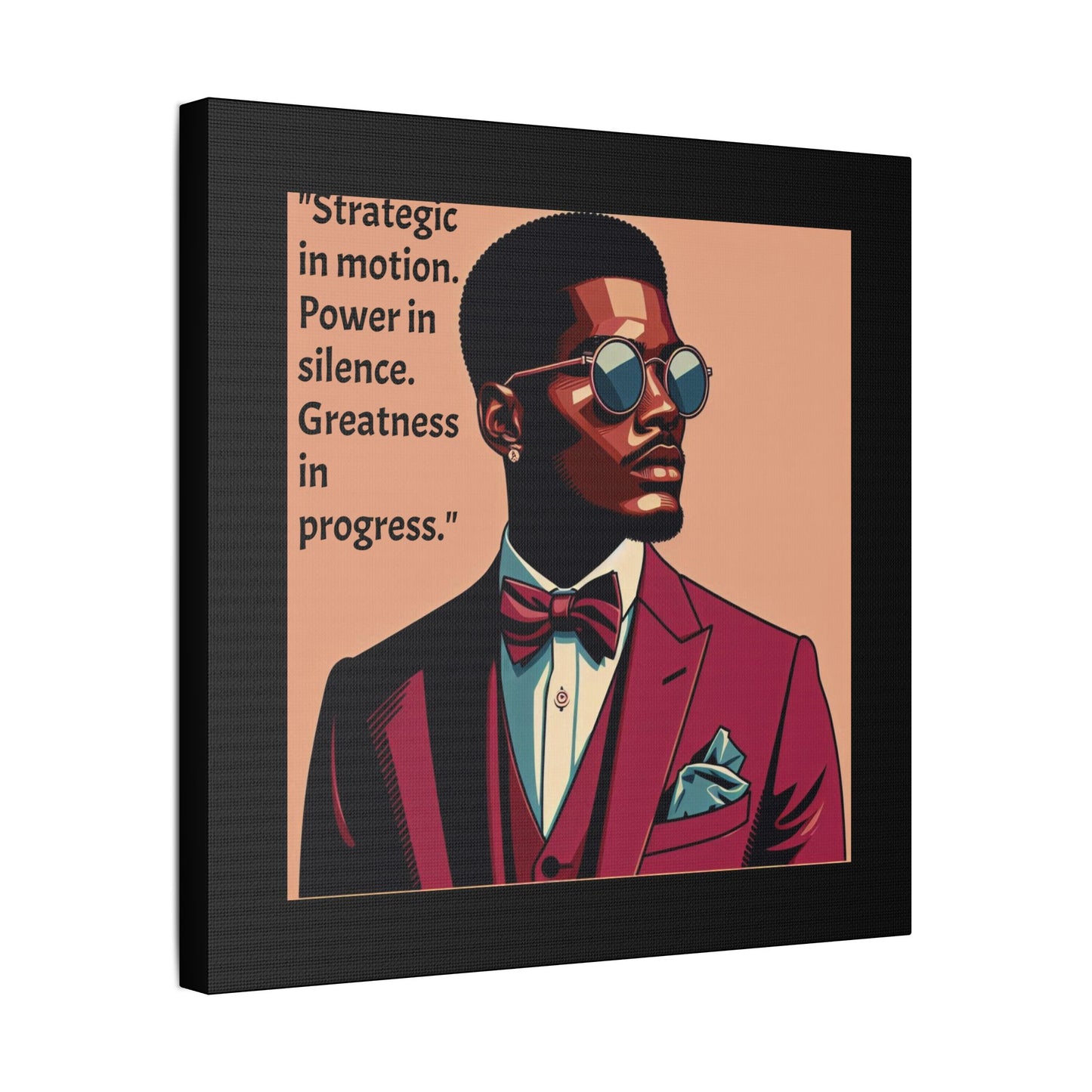 Afro Art Print Canvas, Wall Decor, Satin Stretched Canvas, African American Art, Office Decor, Home Decor - "Strategic In Motion...."