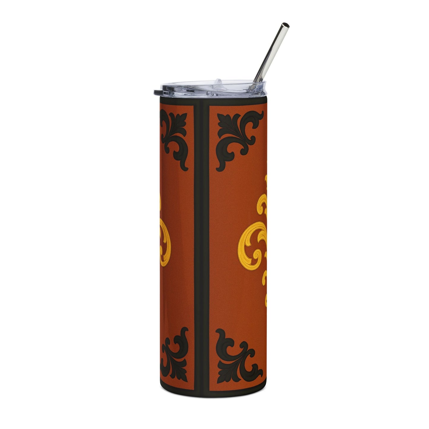 Dusk Terracotta Baroque 20oz Stainless Steel Tumbler — Elegant Vintage-Inspired Travel Cup