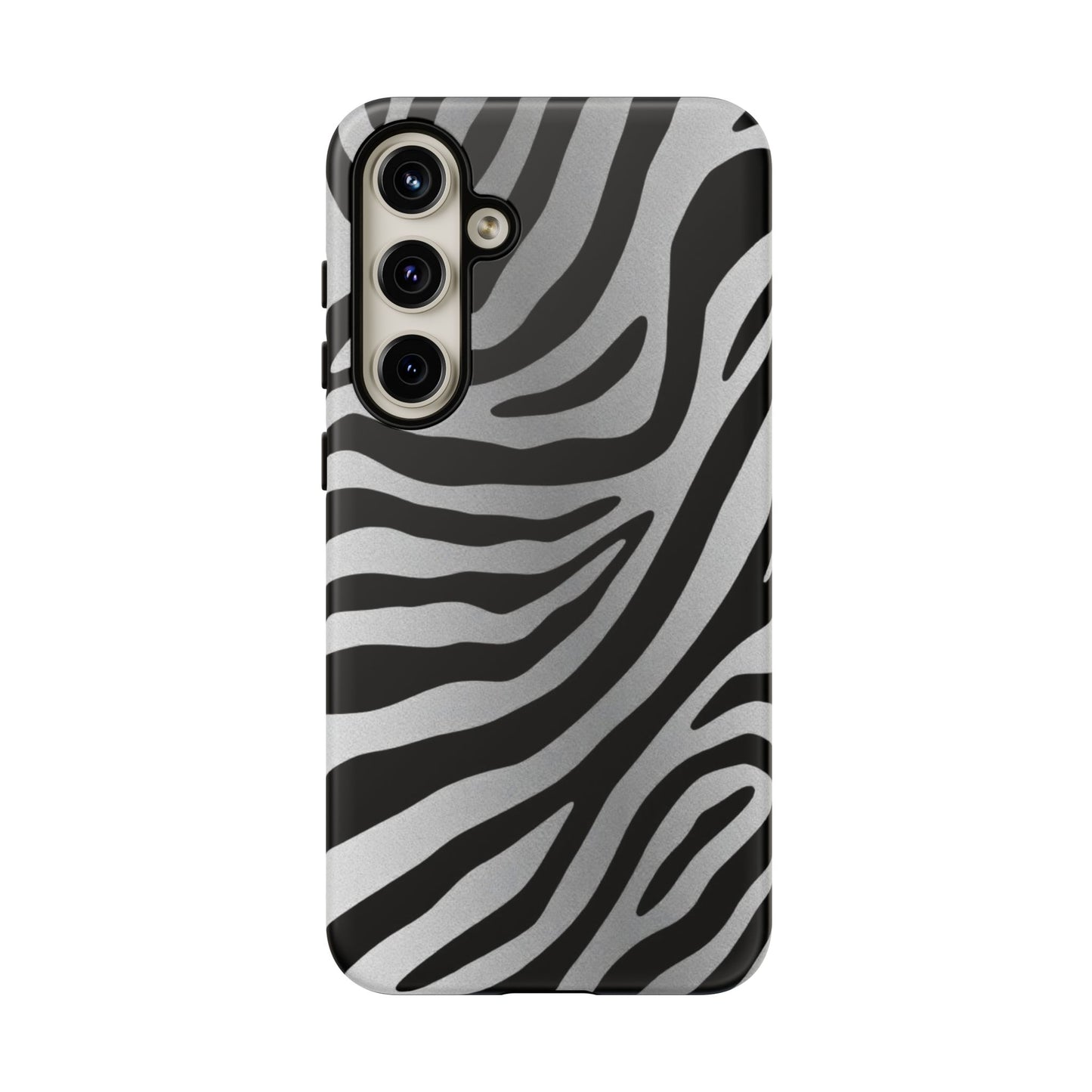 Zebra Print Tough Phone Case - Silver
