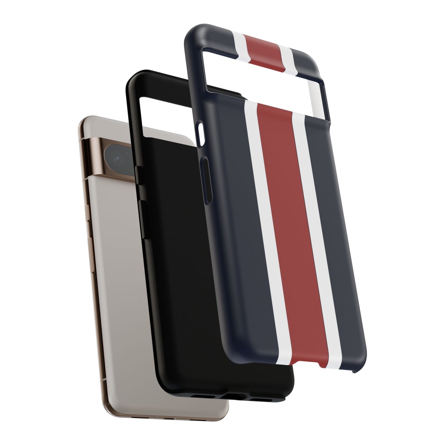 Lunar Midnight & Red-White Striped Stylish Phone Case - Tough Cases, Custom iPhone Cover, Sleek Phone Accessories, Gifts for Him/Her