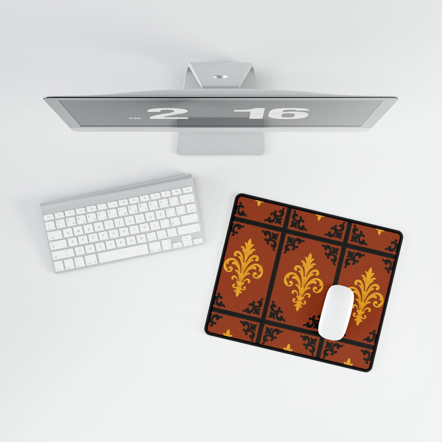 Dusk Terracotta Baroque Victorian Desk Mat — Ornate Gaming/Office Desk Pad