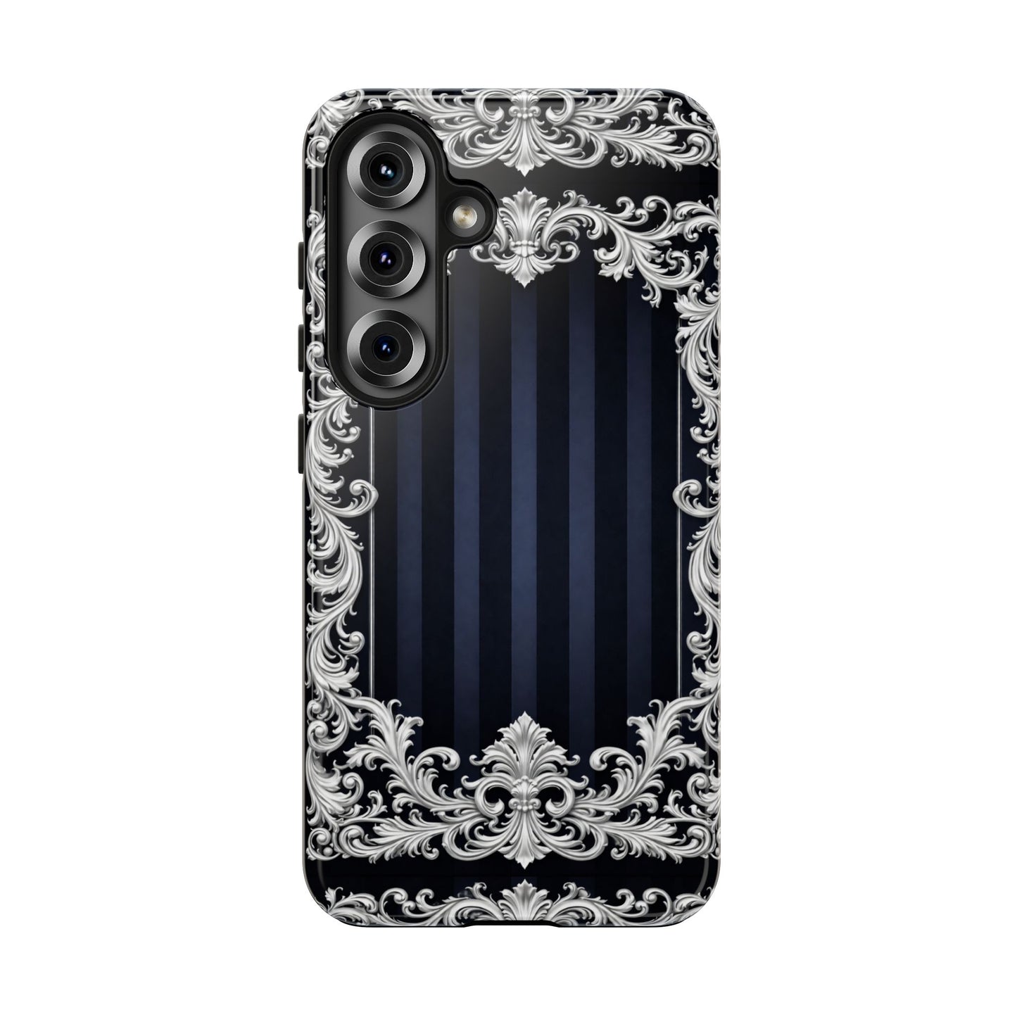 Navy Stripes & Baroque Tough Phone Case — Protective Decorative iPhone Case