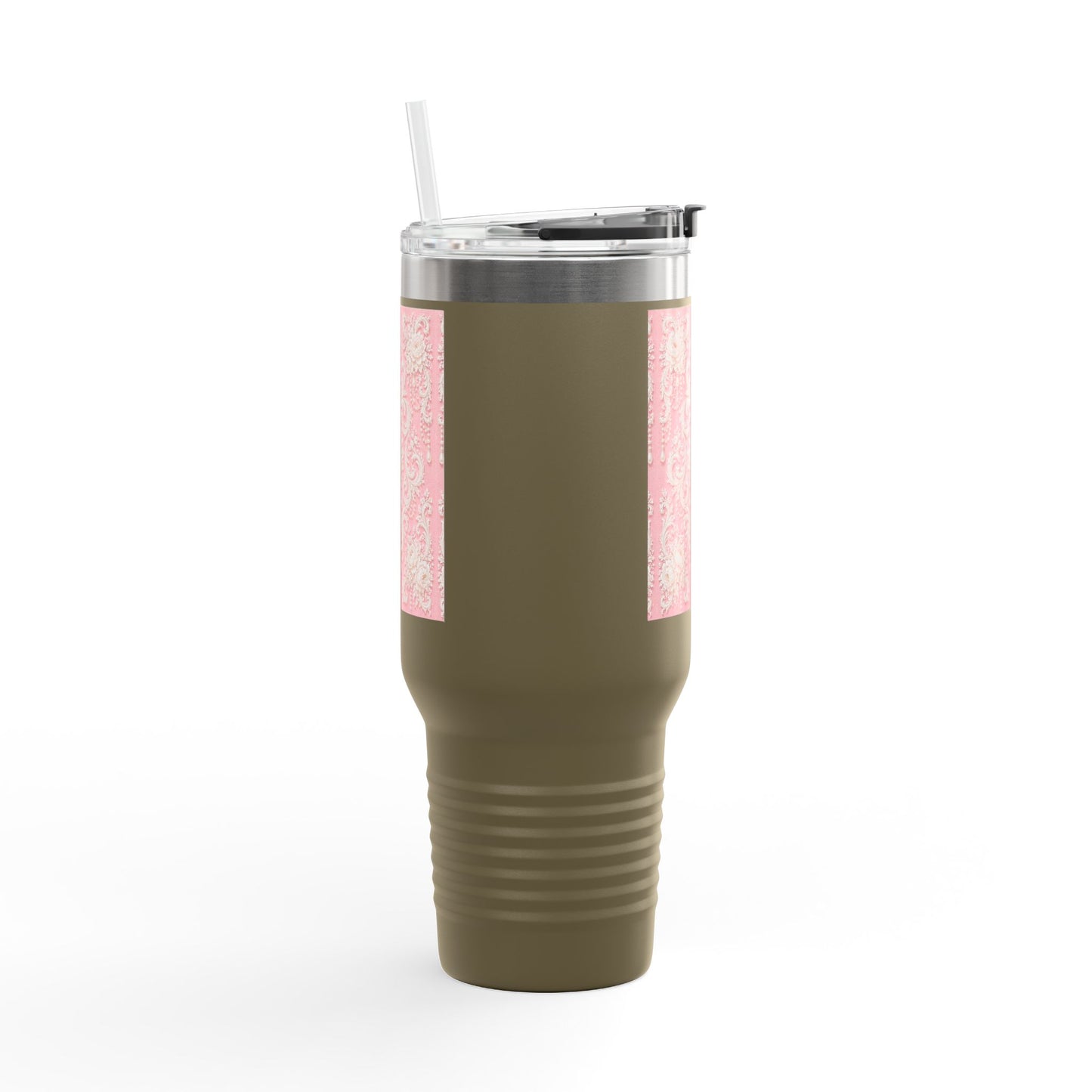 Pink Rococo 40oz Insulated Travel Mug – Pink Vintage Rococo Design