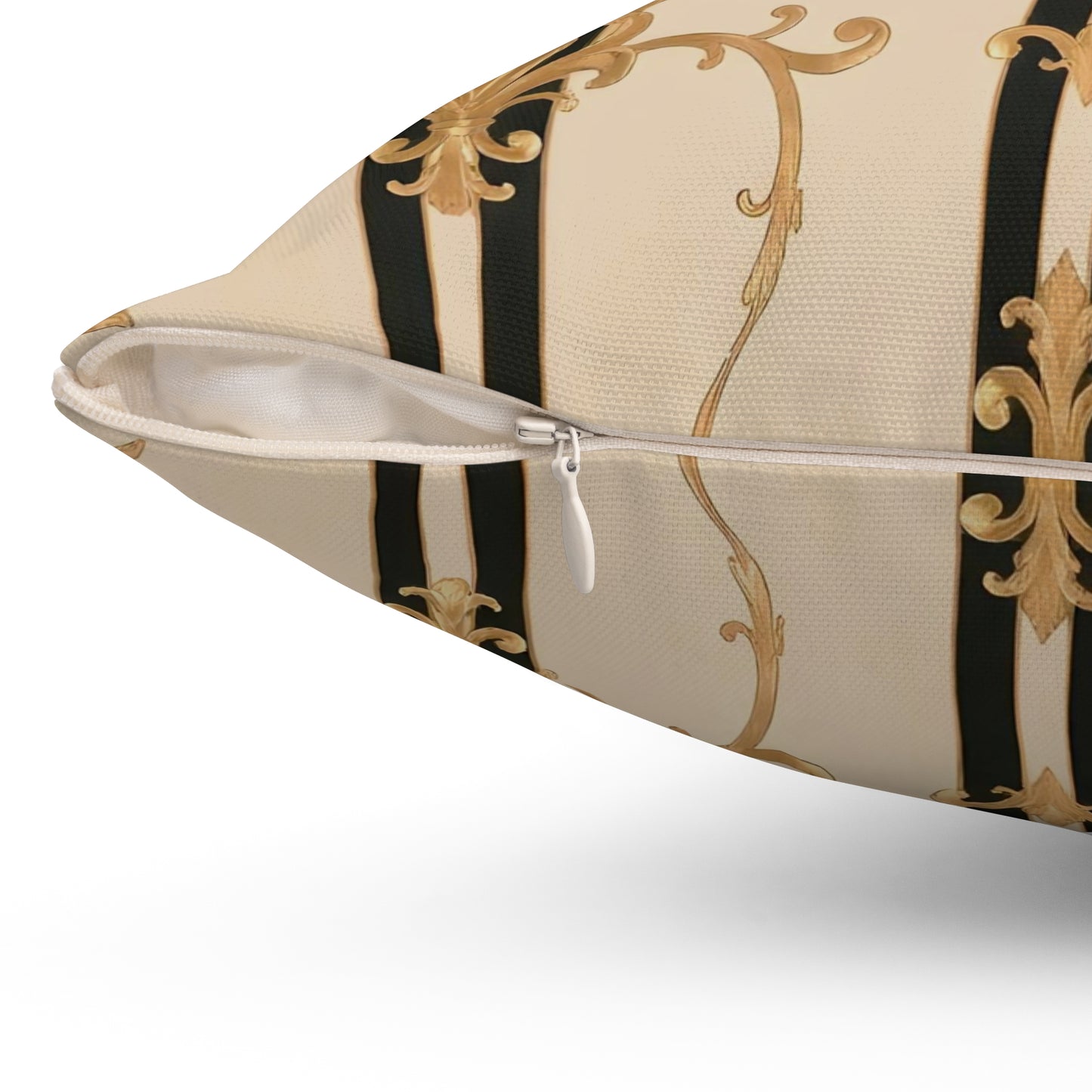 Elegant Decorative Pillow, Stylish Home Decor, Luxurious Throw Cushion, Gift for Her, Bedroom Accent - Black & Beige Striped Damask