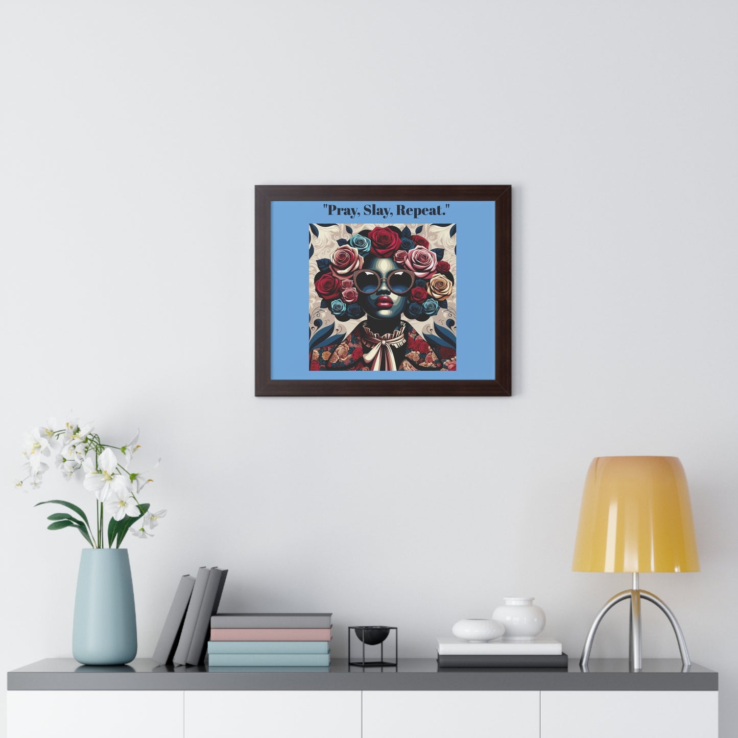Empowering Art Print – "Pray, Slay, Repeat" Framed Poster for Inspirational Home Decor