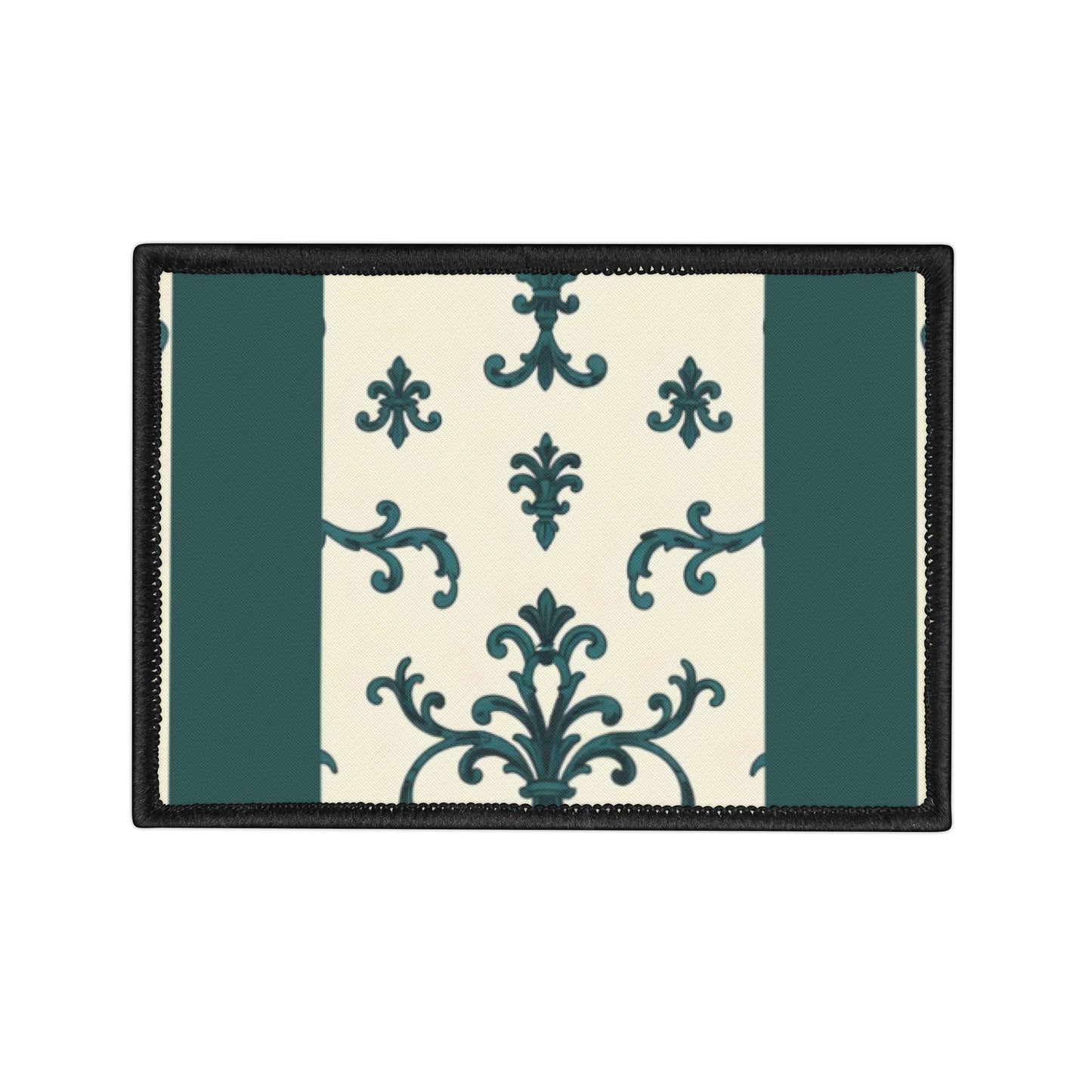Chic Vintage Iron-On Patches for Jackets, Bags, Upcycle Clothing, Embellishment, DIY Fashion Accessories - Teal Striped Rococo