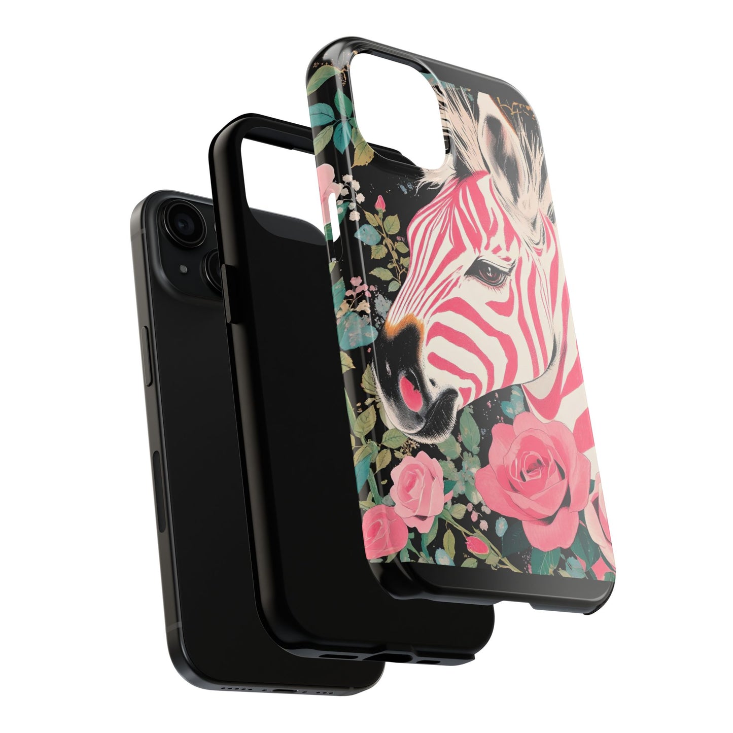 Pink Zebra Tough Phone Case - Trendy Floral Design for Animal Lovers