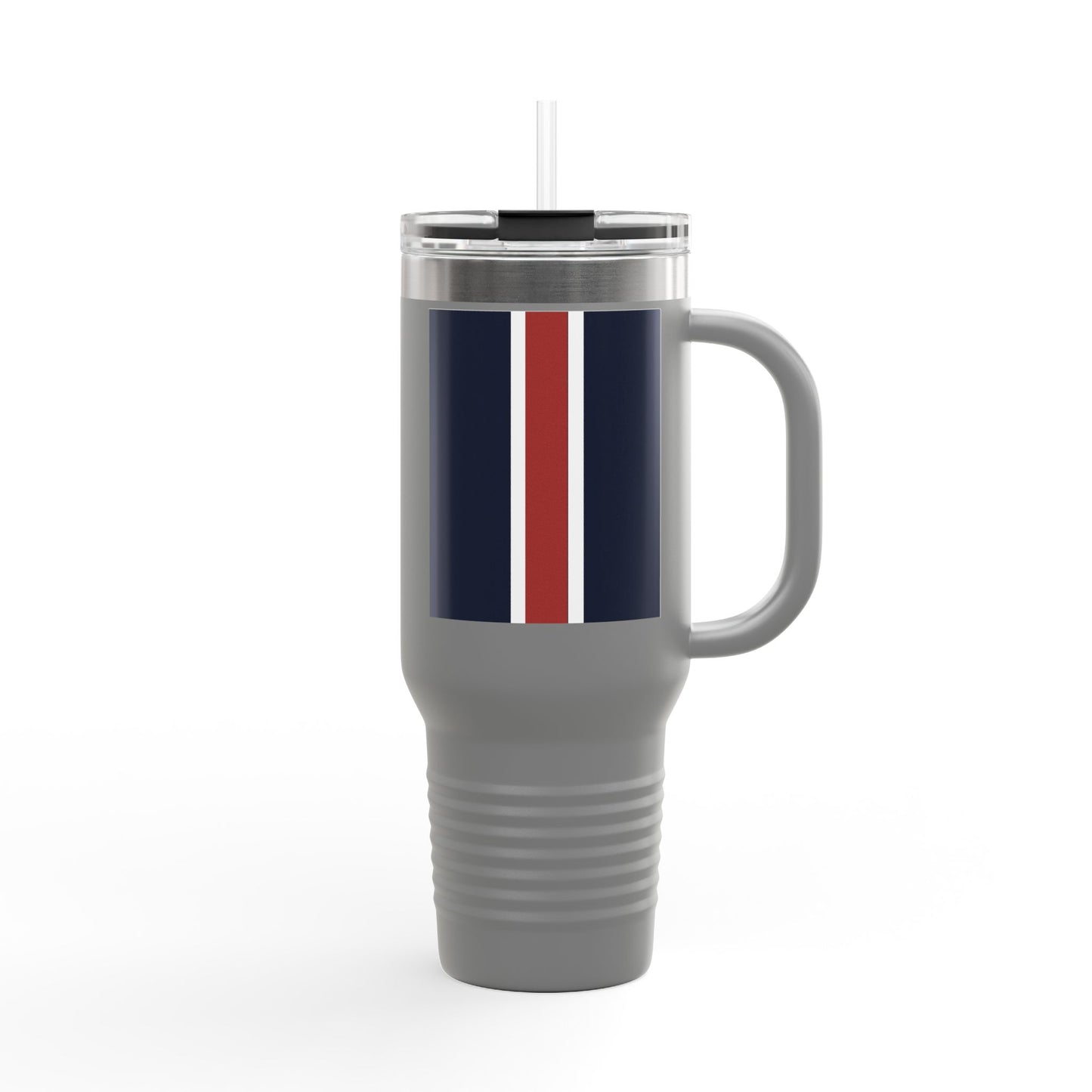 Lunar Midnight & Red-White Striped Stylish Insulated Travel Mug - Perfect for Adventure Seekers | 40oz Hot & Cold Beverage Container