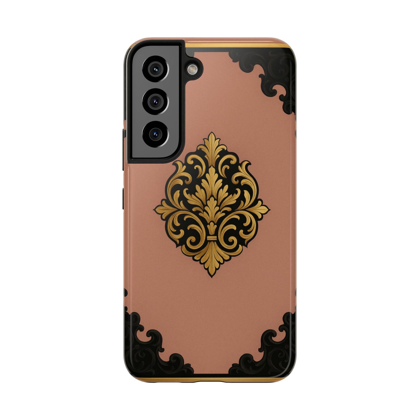 Mauve & Black-Gold Baroque Tough Phone Case — Ornate Protective iPhone Cover