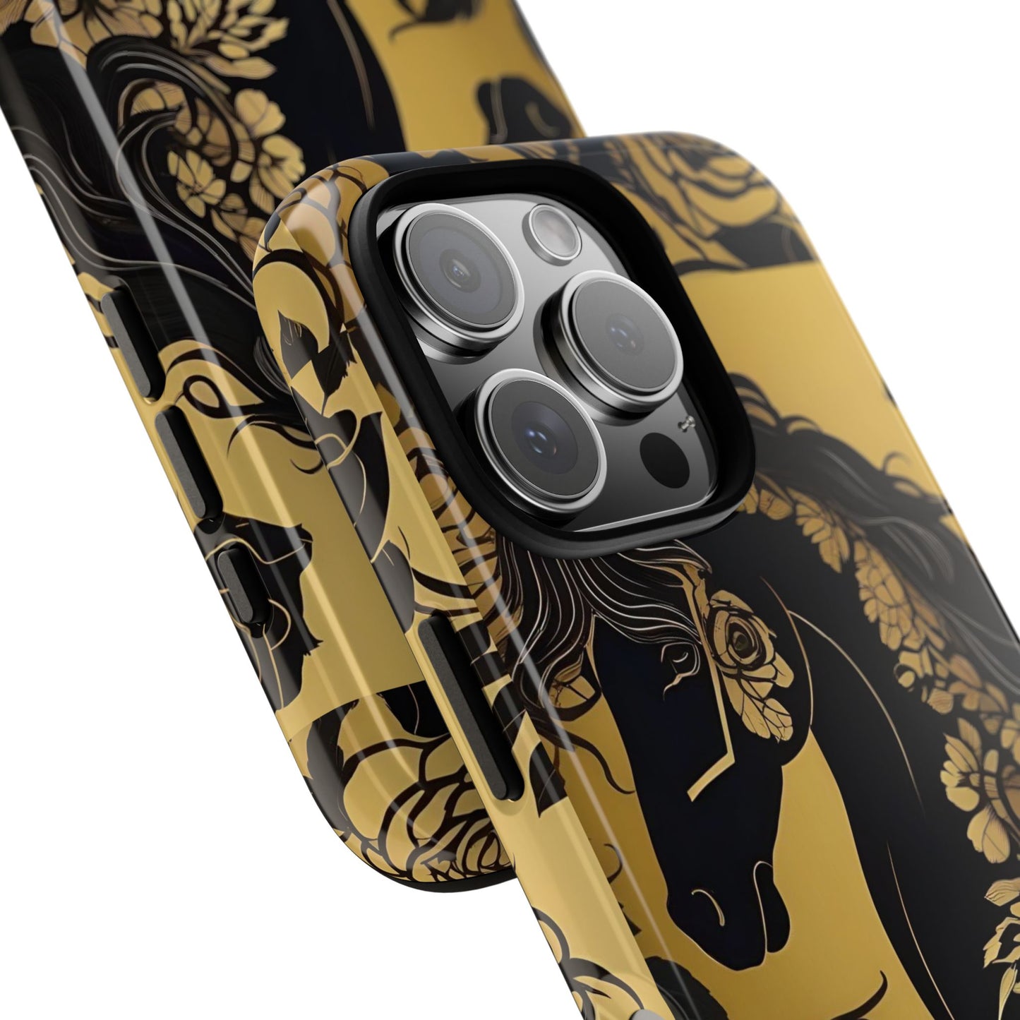 Phone Case - Elegant Horse & Roses Design