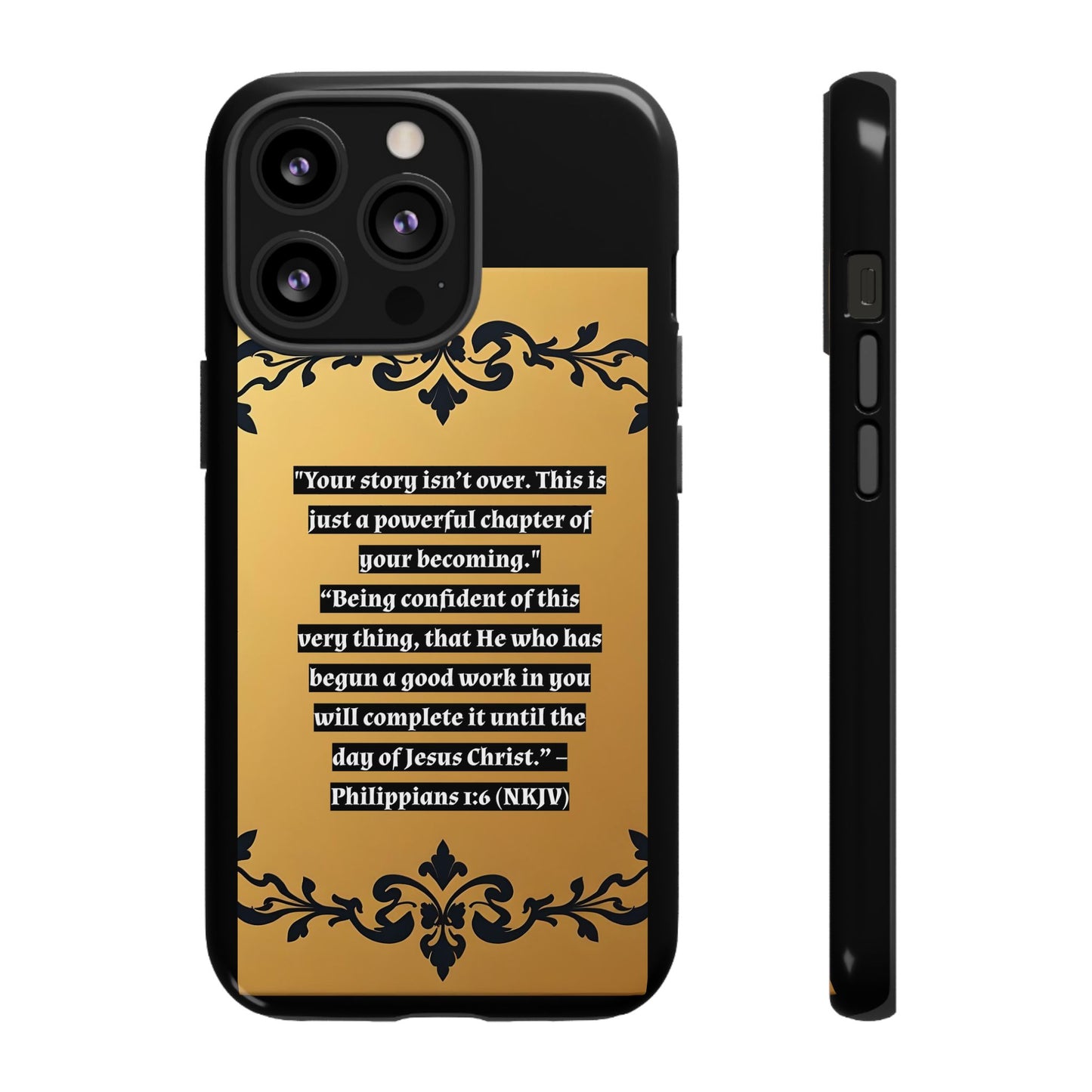 Elegant Floral Motif Phone Case - Tough Cases with Vintage Design - "Your story isn't over"