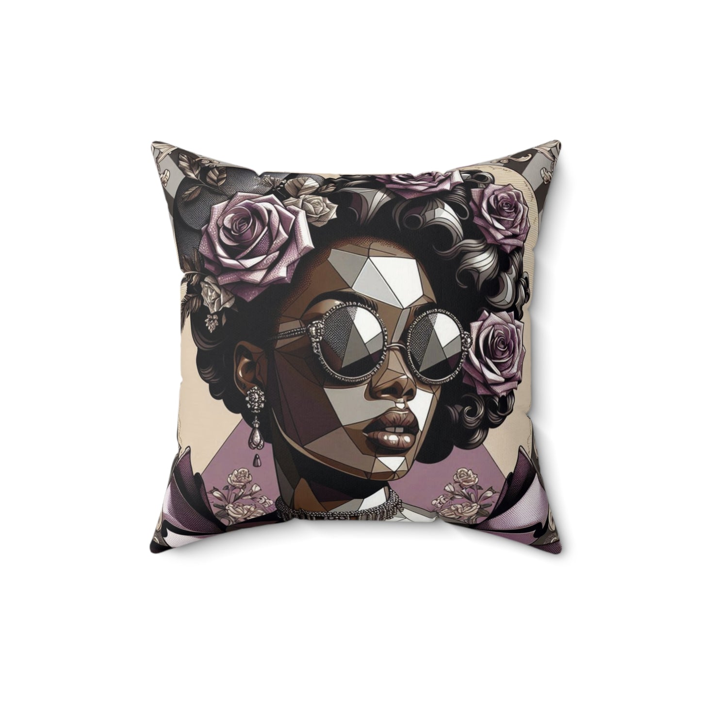 Glamorous Abstract Art Pillow, Decorative Cushion, Chic Home Decor, Trendy Living Room Accent, Gift for Her - Lilac Baroque Lady