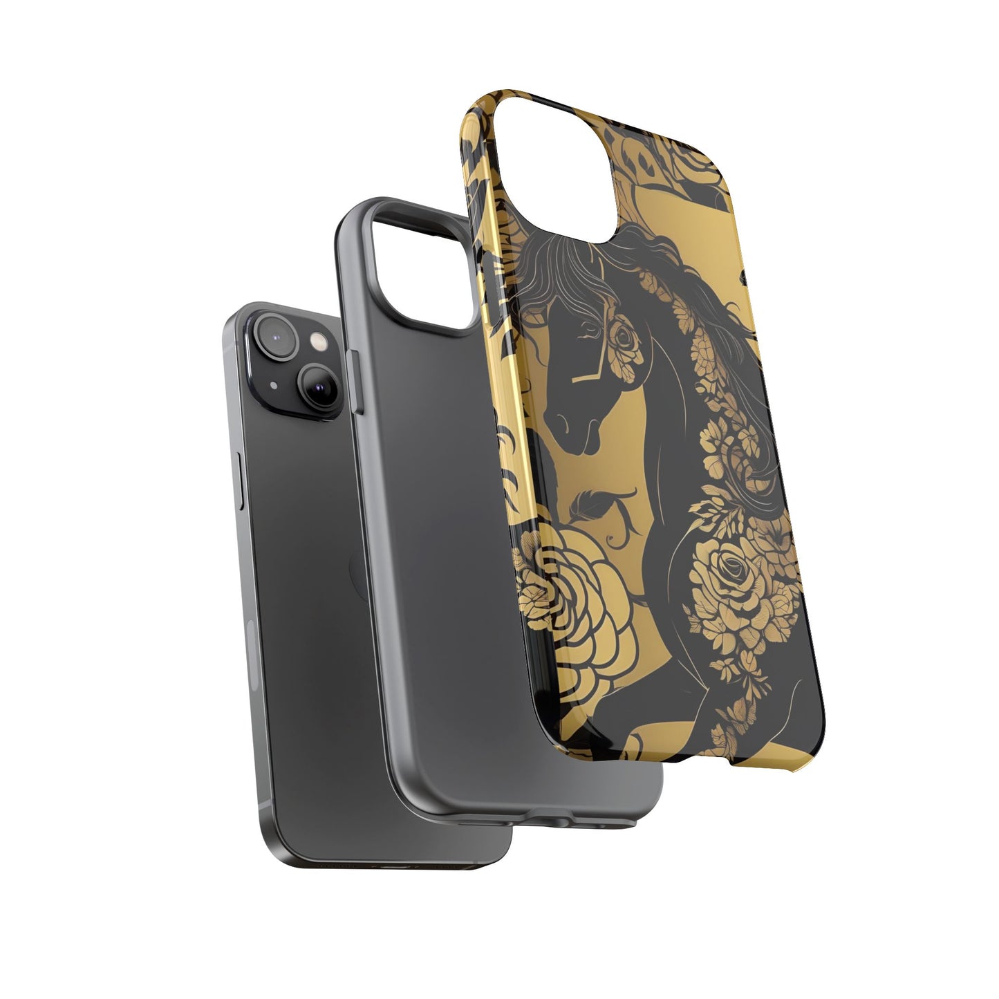 Phone Case - Elegant Horse & Roses Design