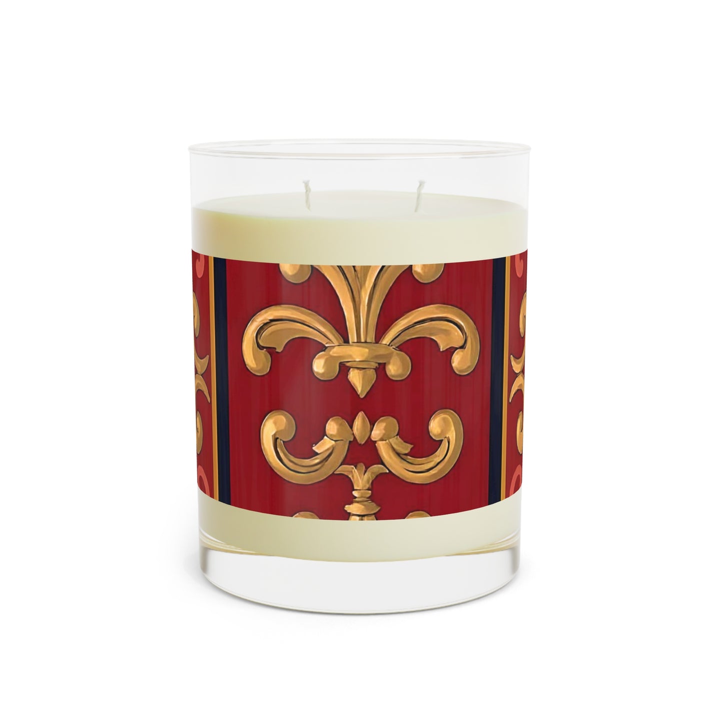 Elegant Themed Scented Candle - Luxe Aromatic Decor for Home, Perfect Gift for Holidays and Special Occasions - Midnight Blue & Dusk Red Gold Baroque