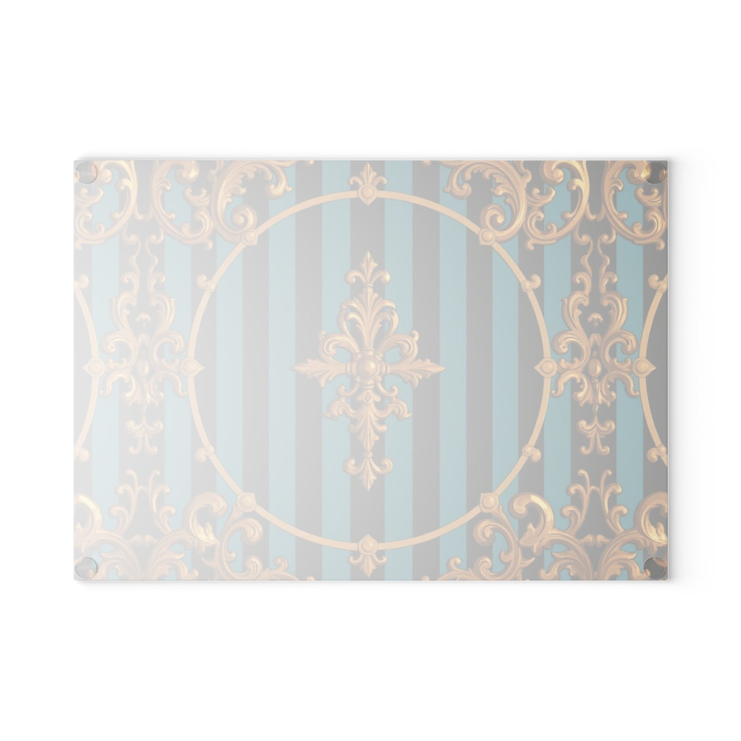 Elegant Turquoise & Black Striped Gold Baroque Decorative Glass Cutting Board | Kitchen Decor, Wedding Gift, Home Cook, Housewarming Gift
