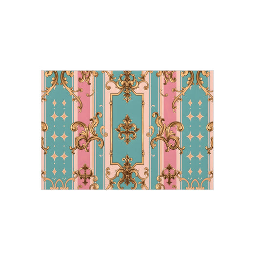 Elegant Foam Board Wall Art | Vintage Home Decor, Party Decorations, Stylish Backdrop, Creative Displays - Pink & Matte Turquoise Striped Rococo