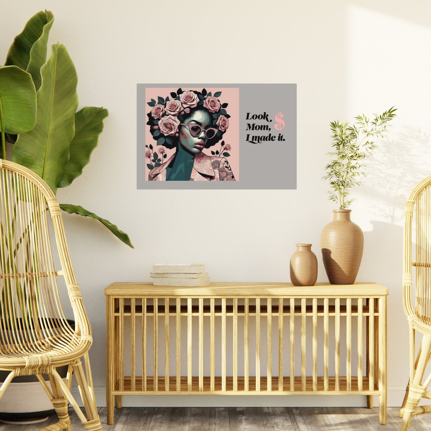 Chic Motivational Foam Board Art | Look Mom, I Made It | Inspirational Wall Decor, Home Office Decor, Gift for Mom, Affirmation Art